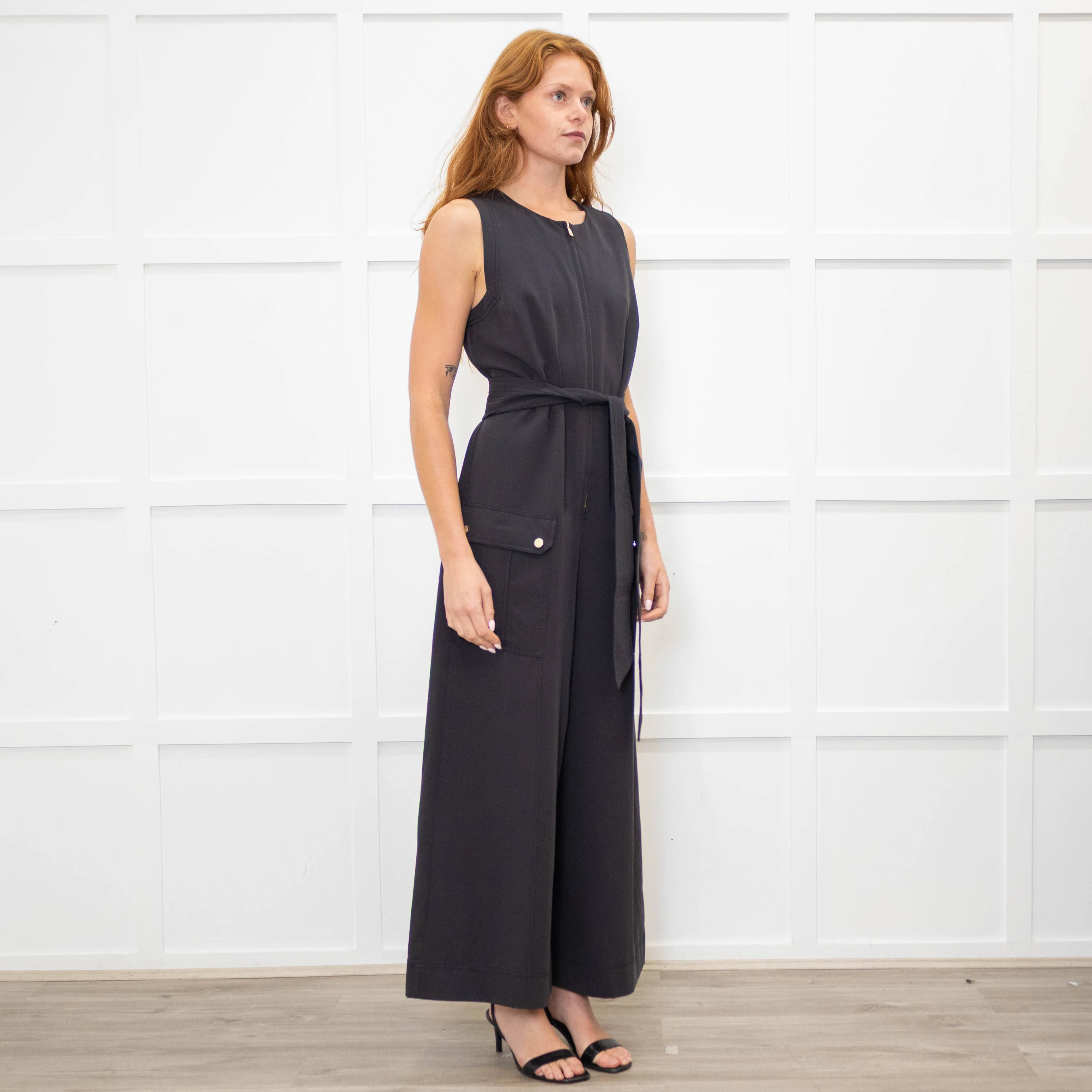 Me + Em Black Zip Front Patch Pocket Jumpsuit - Image 7