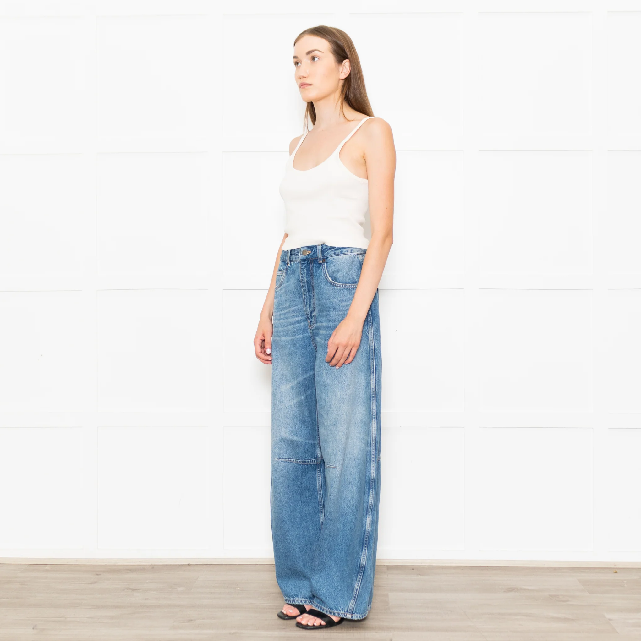Me+Em Blue Denim Extreme Tapered Oversized Jeans - Image 3
