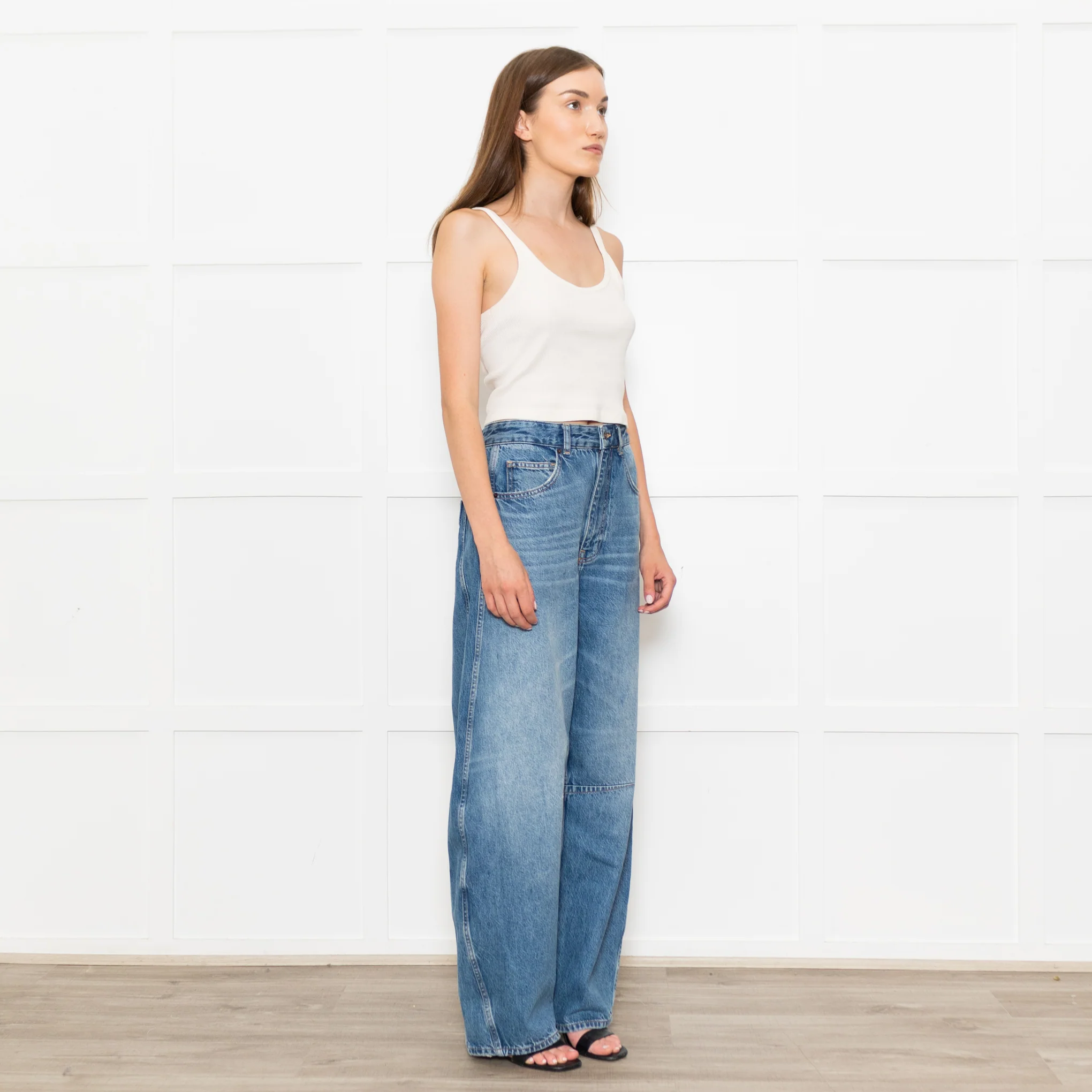 Me+Em Blue Denim Extreme Tapered Oversized Jeans - Image 4