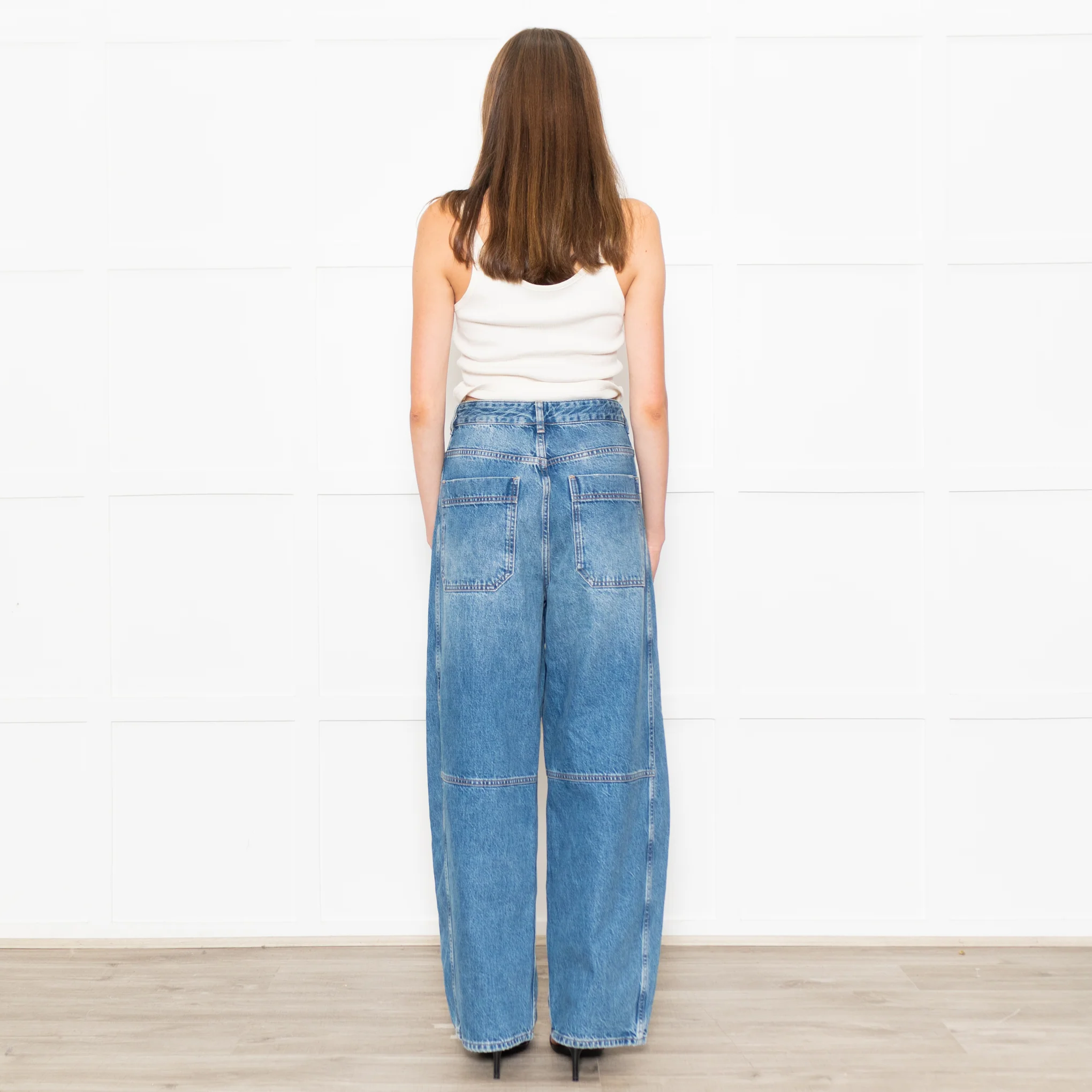 Me+Em Blue Denim Extreme Tapered Oversized Jeans - Image 5