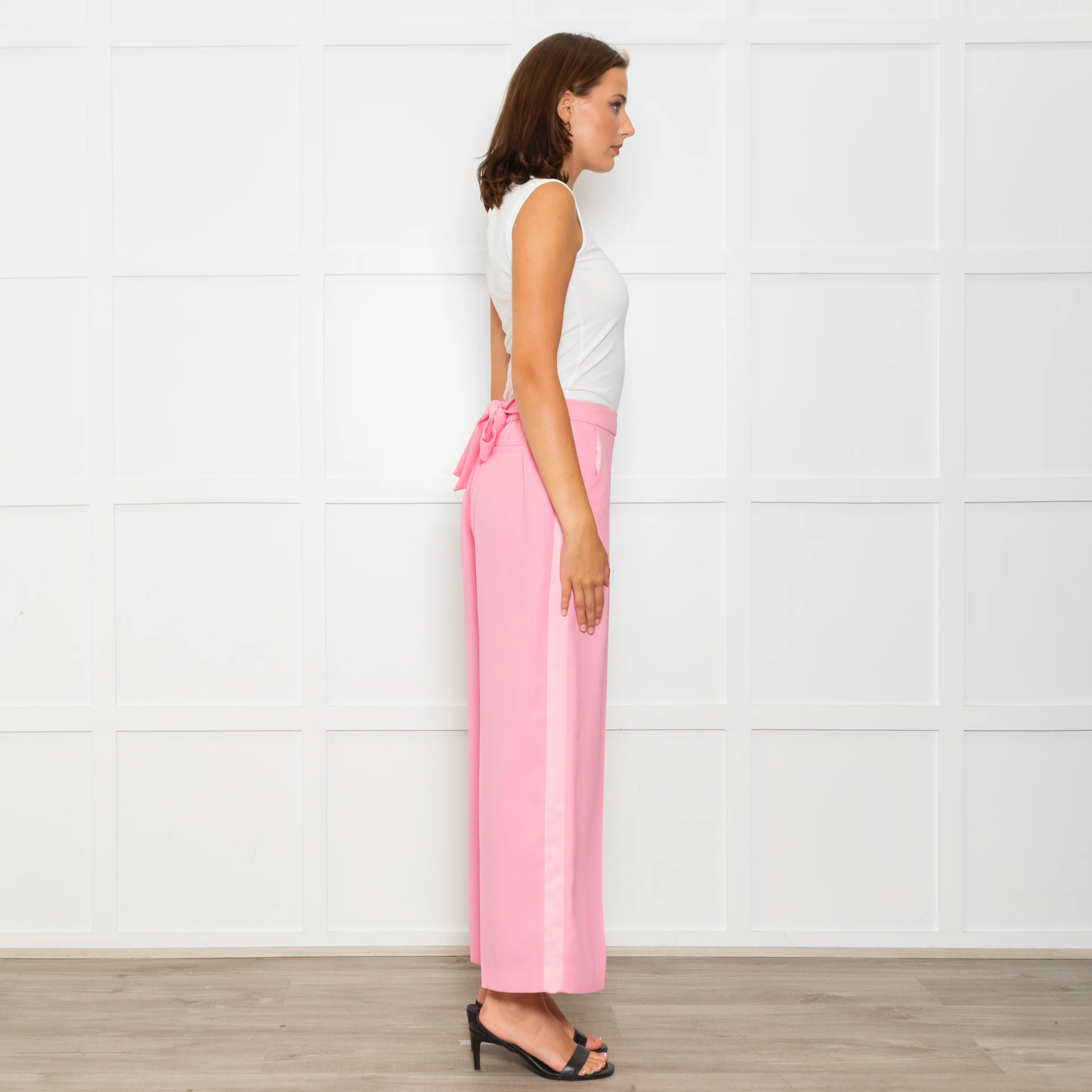 Me+Em Candy Pink Satin Side Detail Wide Leg Trousers - Image 6
