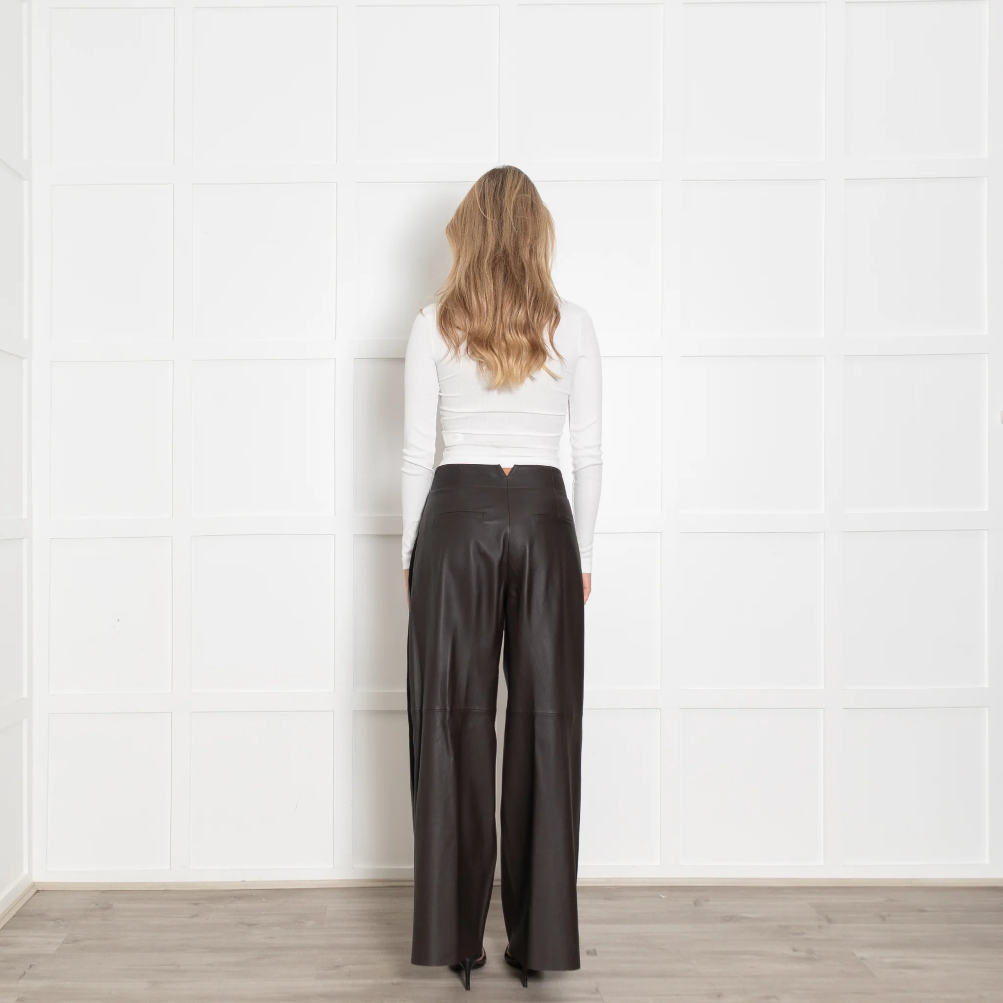 Me+Em Chocolate Brown Leather Wide Leg Trousers - Image 7