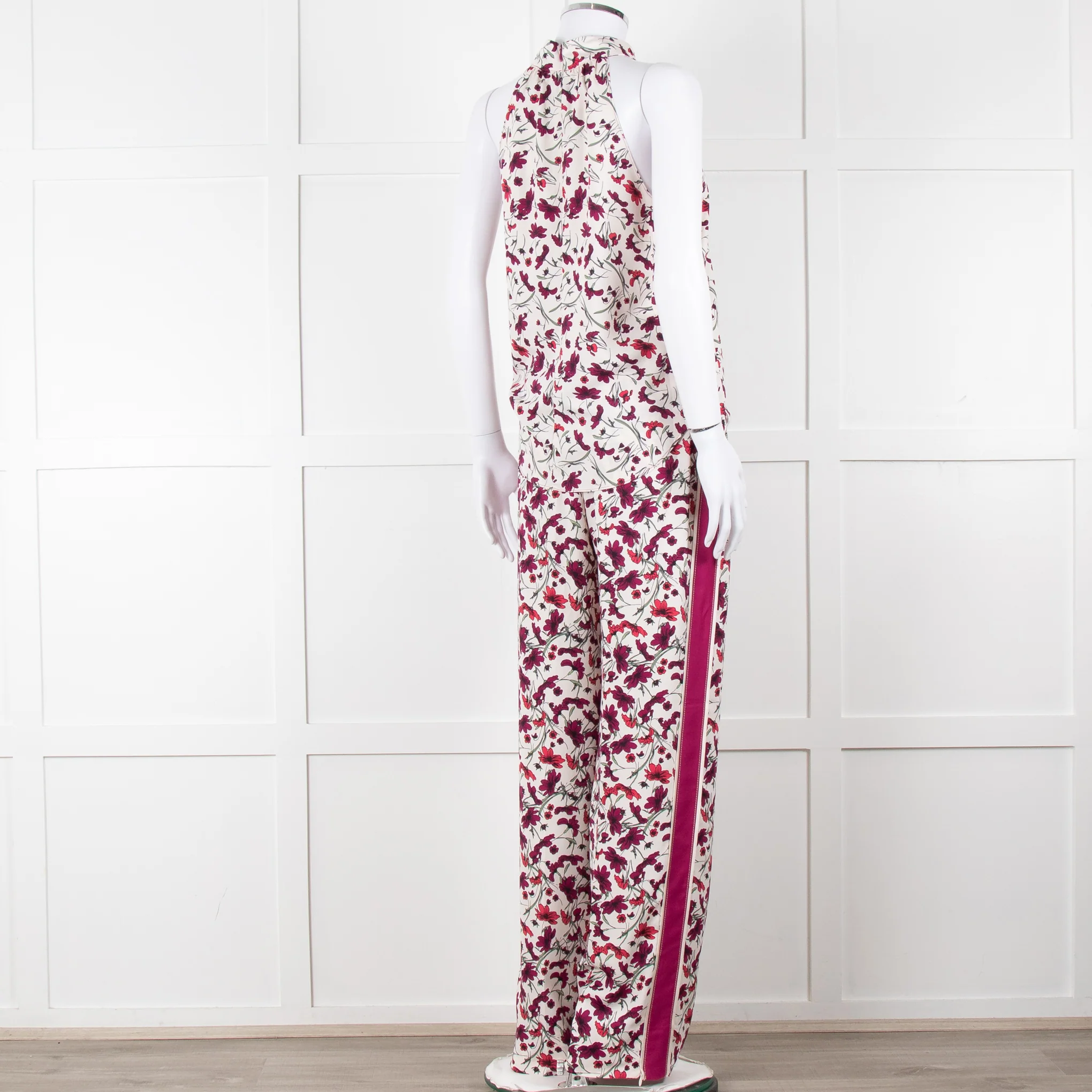Me+Em Cream Burgundy Floral Trousers - Image 14