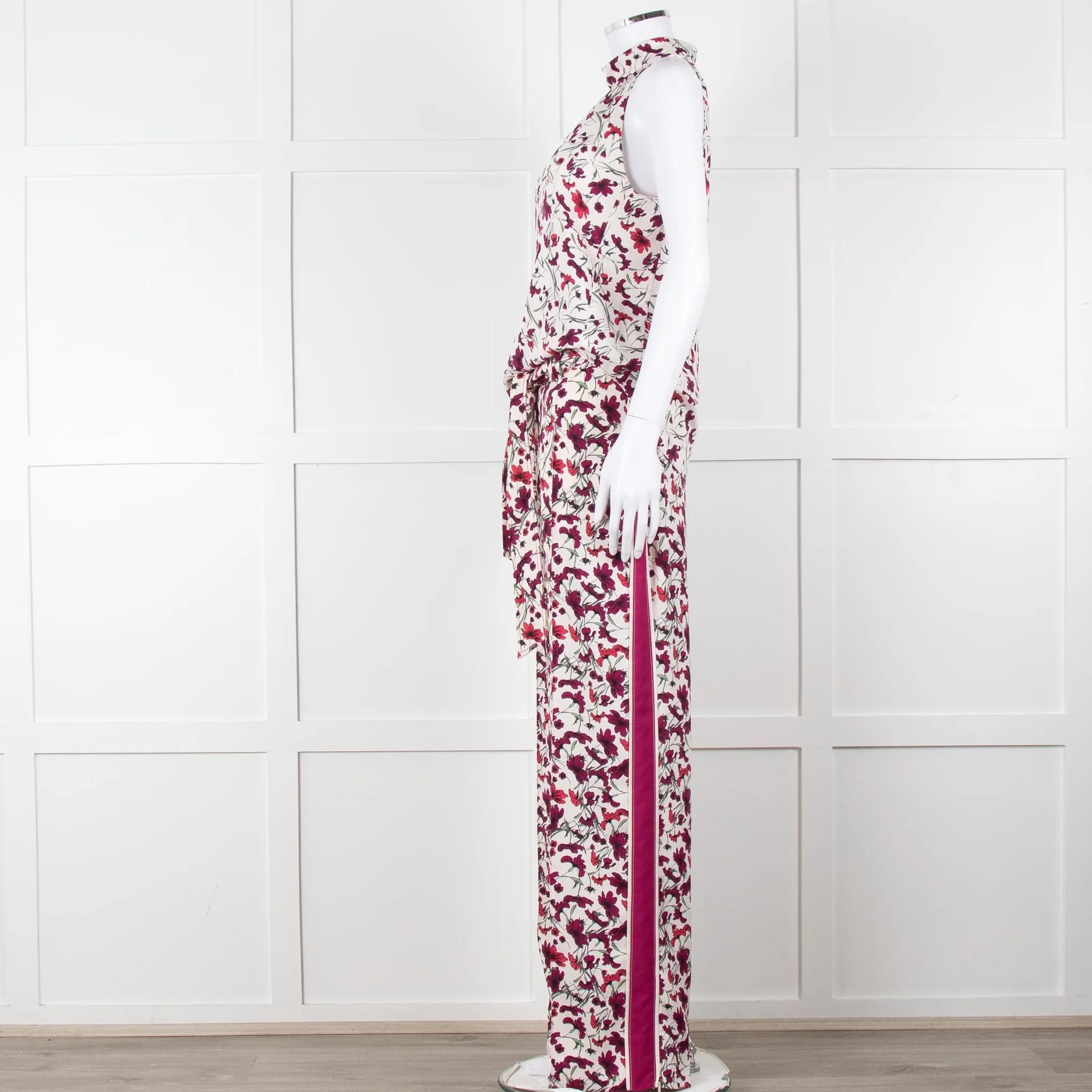 Me+Em Cream Burgundy Floral Trousers - Image 17