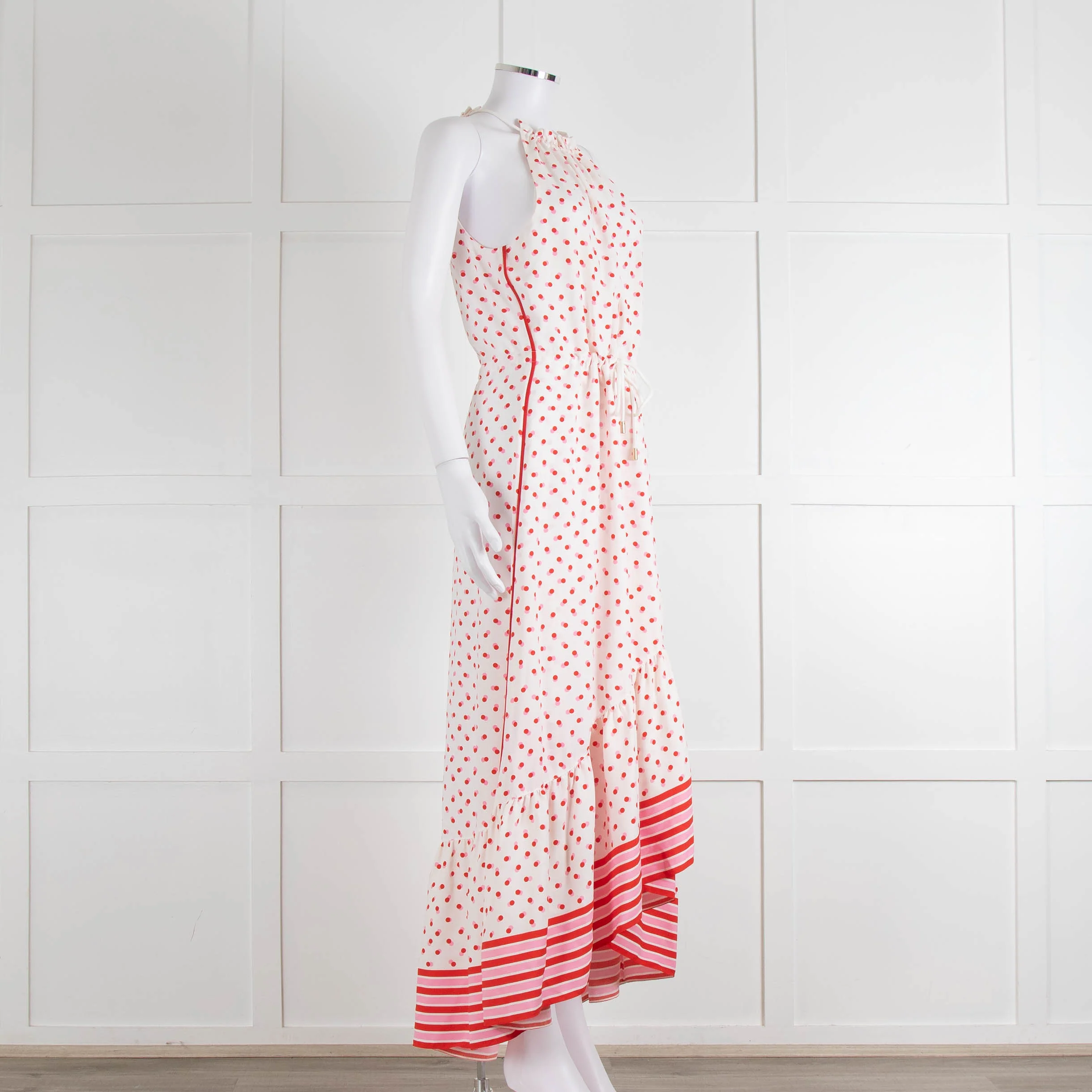 Me + Em Cream Red Pink Polka Dot Sleeveless Maxi Dress - Image 2