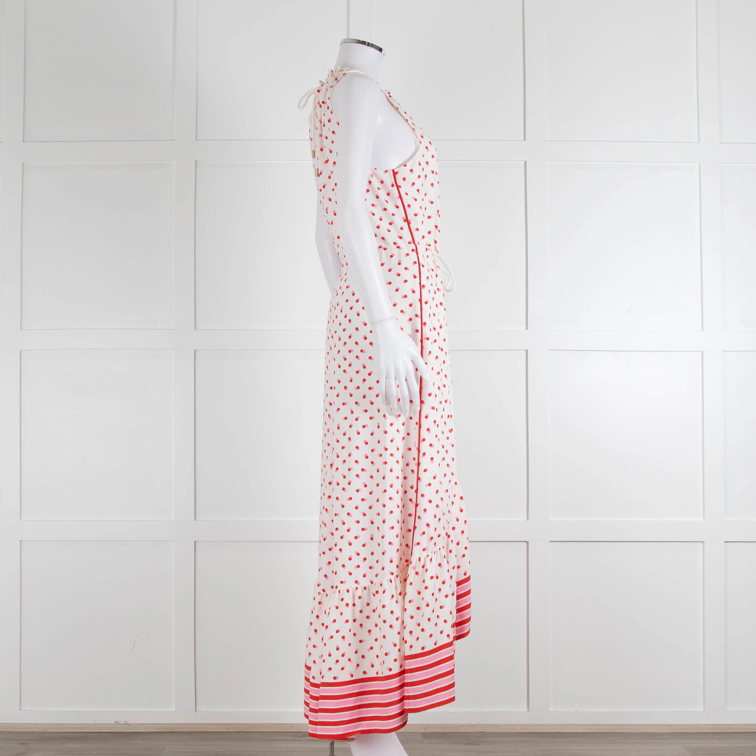Me + Em Cream Red Pink Polka Dot Sleeveless Maxi Dress - Image 3