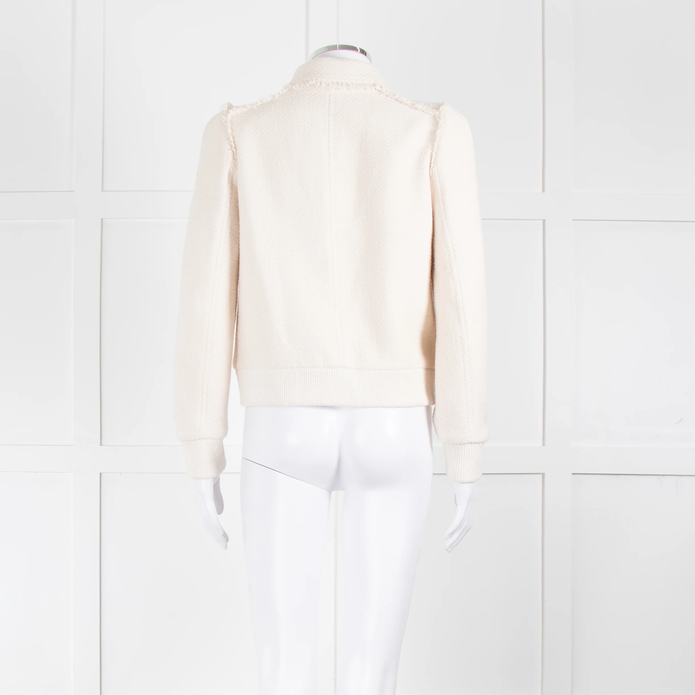 Me+Em Cream Woven Frayed Edge Bomber Jacket - Image 5
