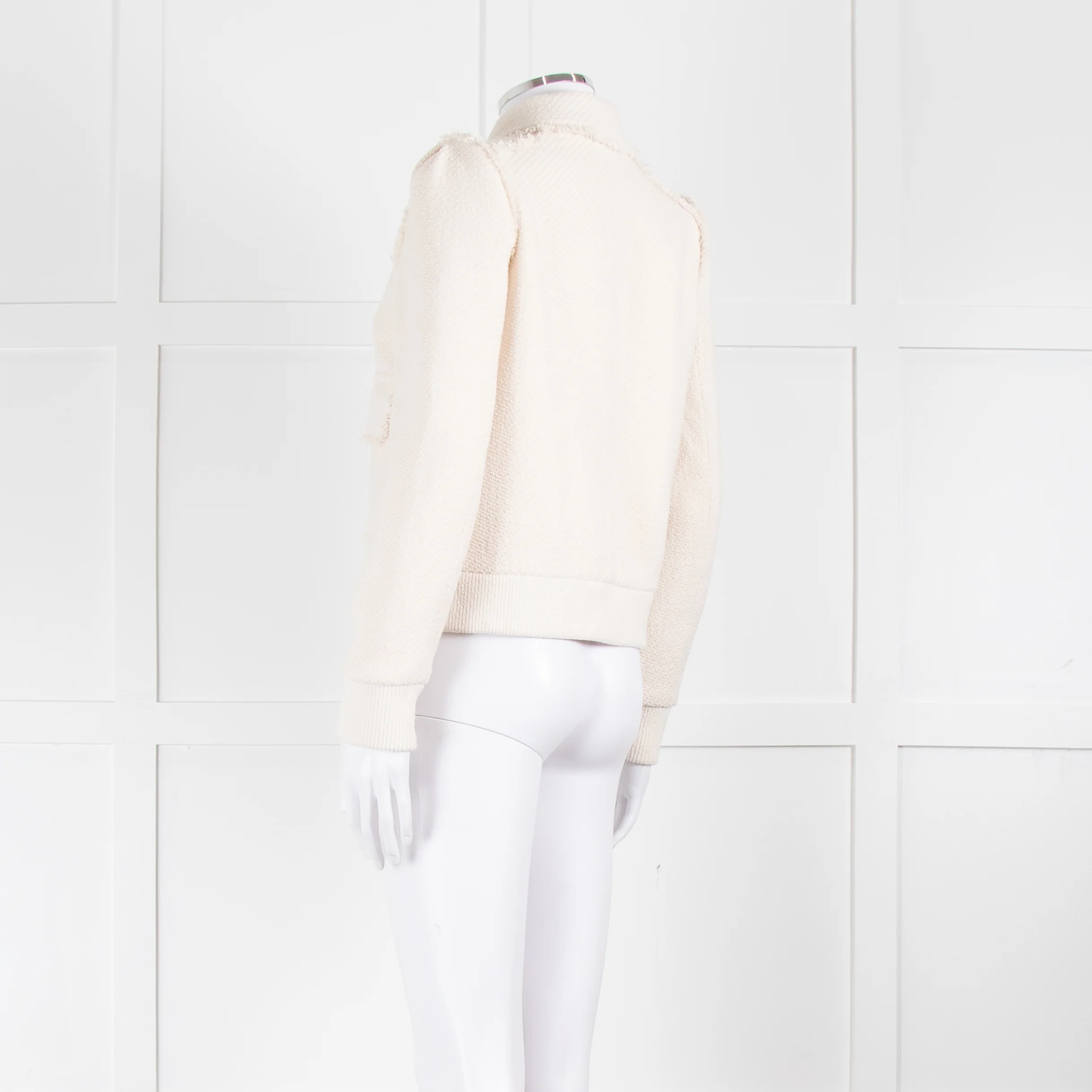 Me+Em Cream Woven Frayed Edge Bomber Jacket - Image 6