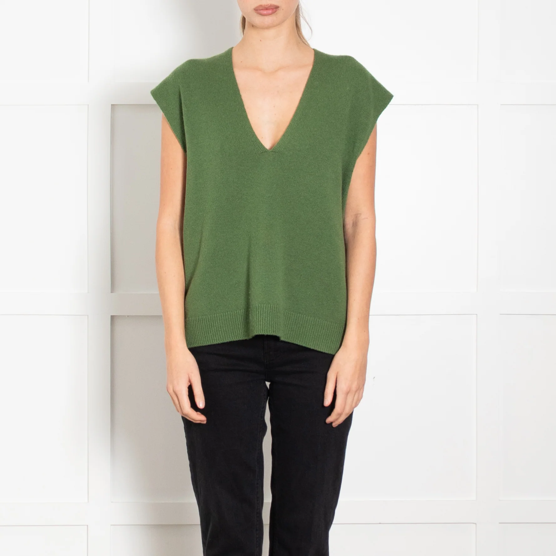 Me+Em Green Cashmere Mix Sleeveless Jumper - Image 2