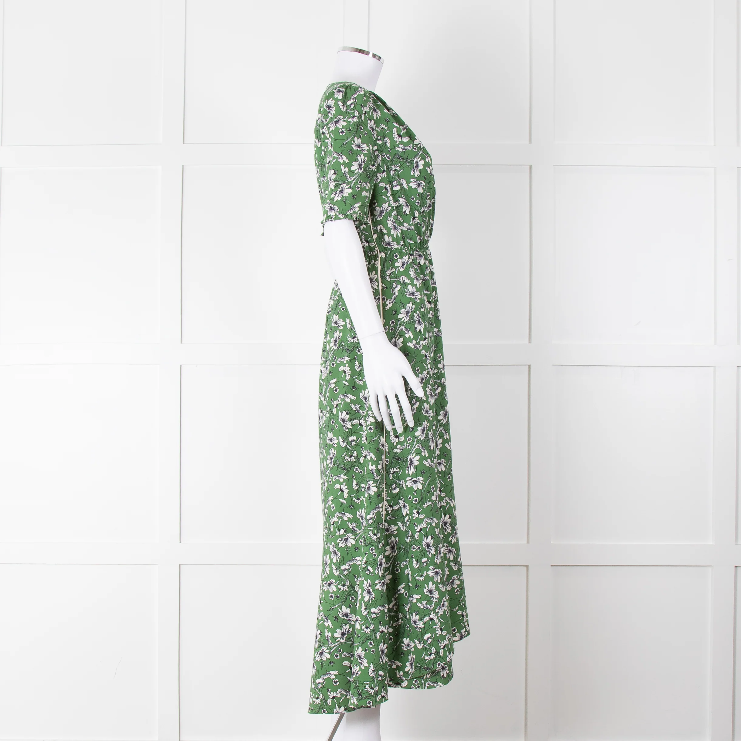 Me+Em Green Cream Floral Print Short Sleeve Maxi Dress - Image 3