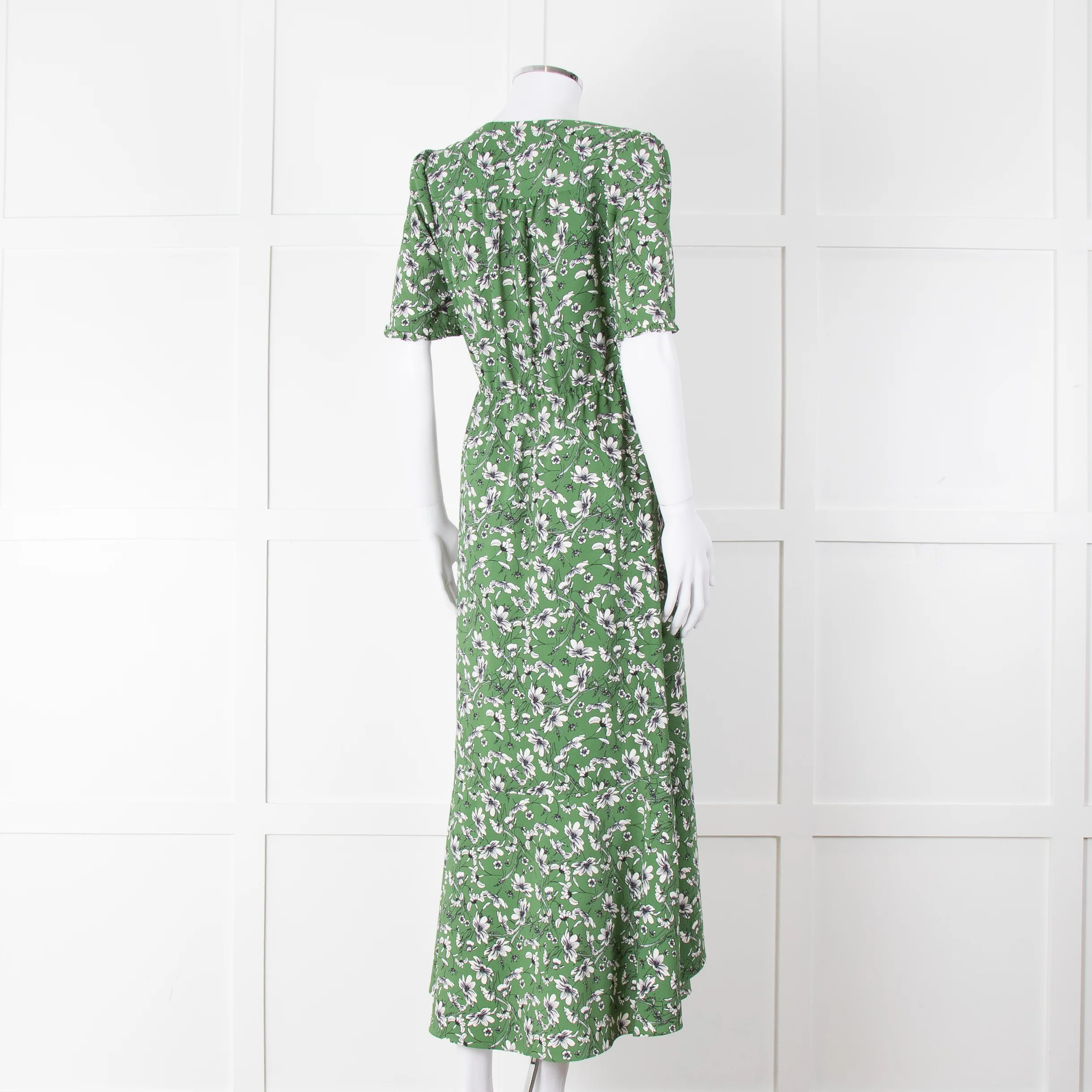 Me+Em Green Cream Floral Print Short Sleeve Maxi Dress - Image 4