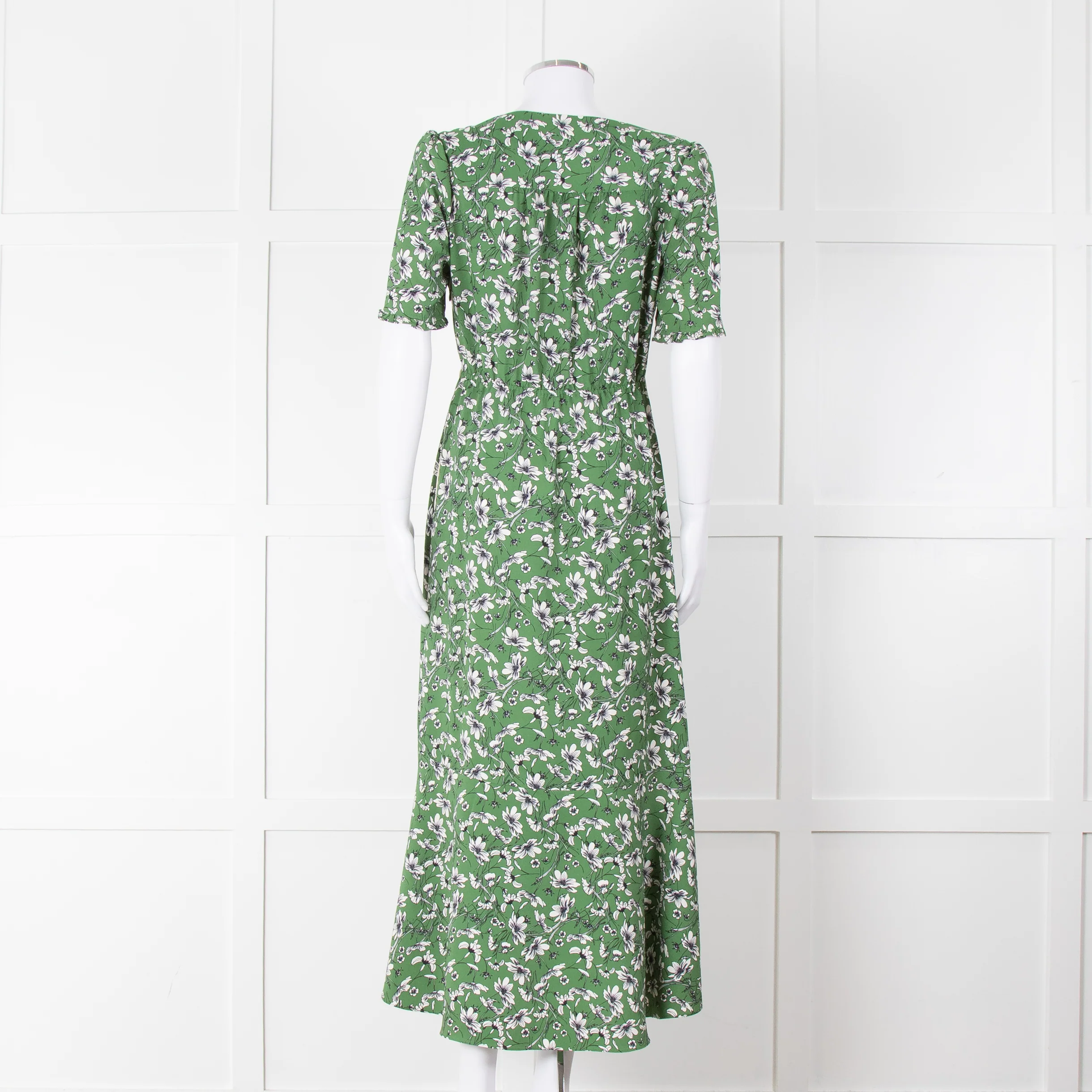 Me+Em Green Cream Floral Print Short Sleeve Maxi Dress - Image 5