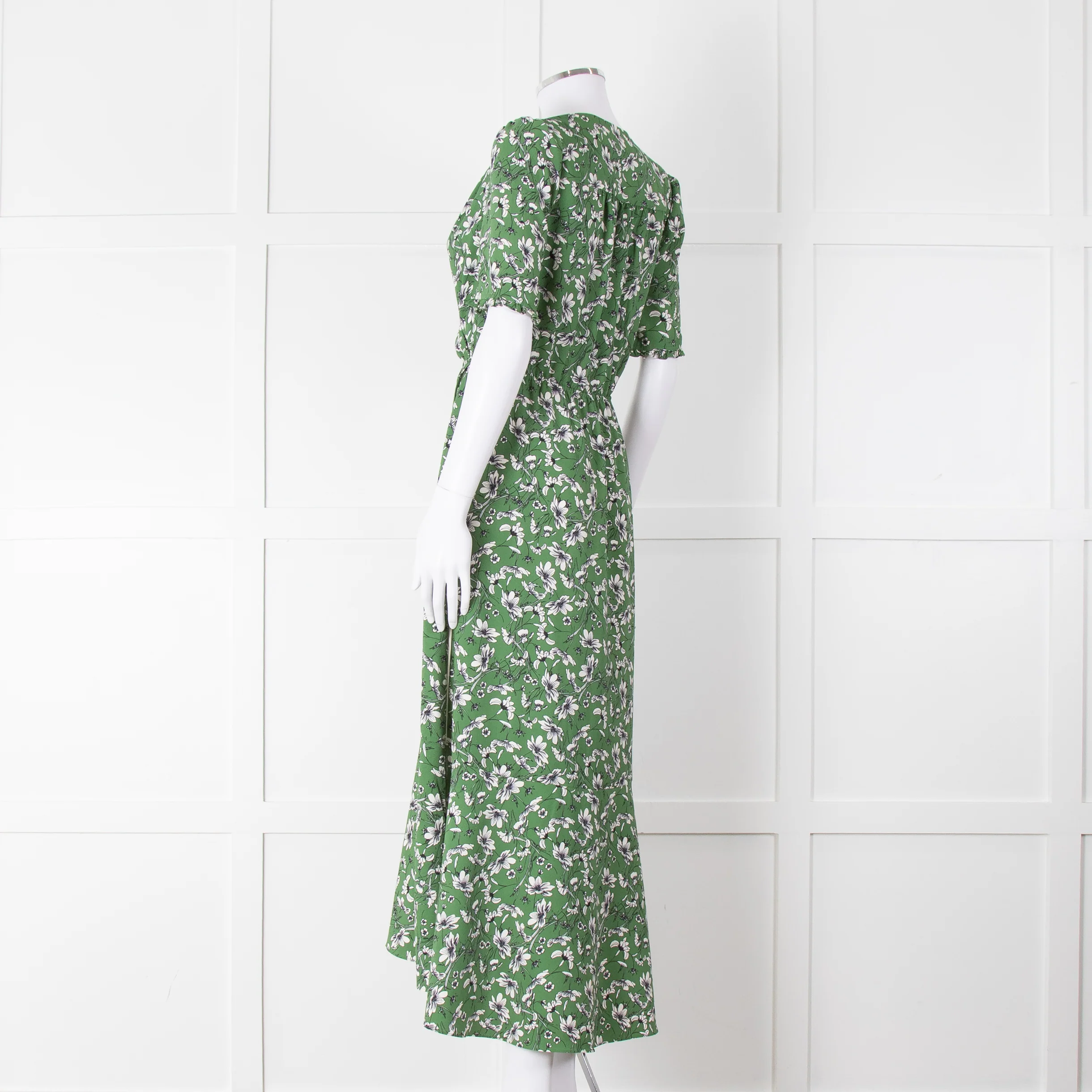 Me+Em Green Cream Floral Print Short Sleeve Maxi Dress - Image 6