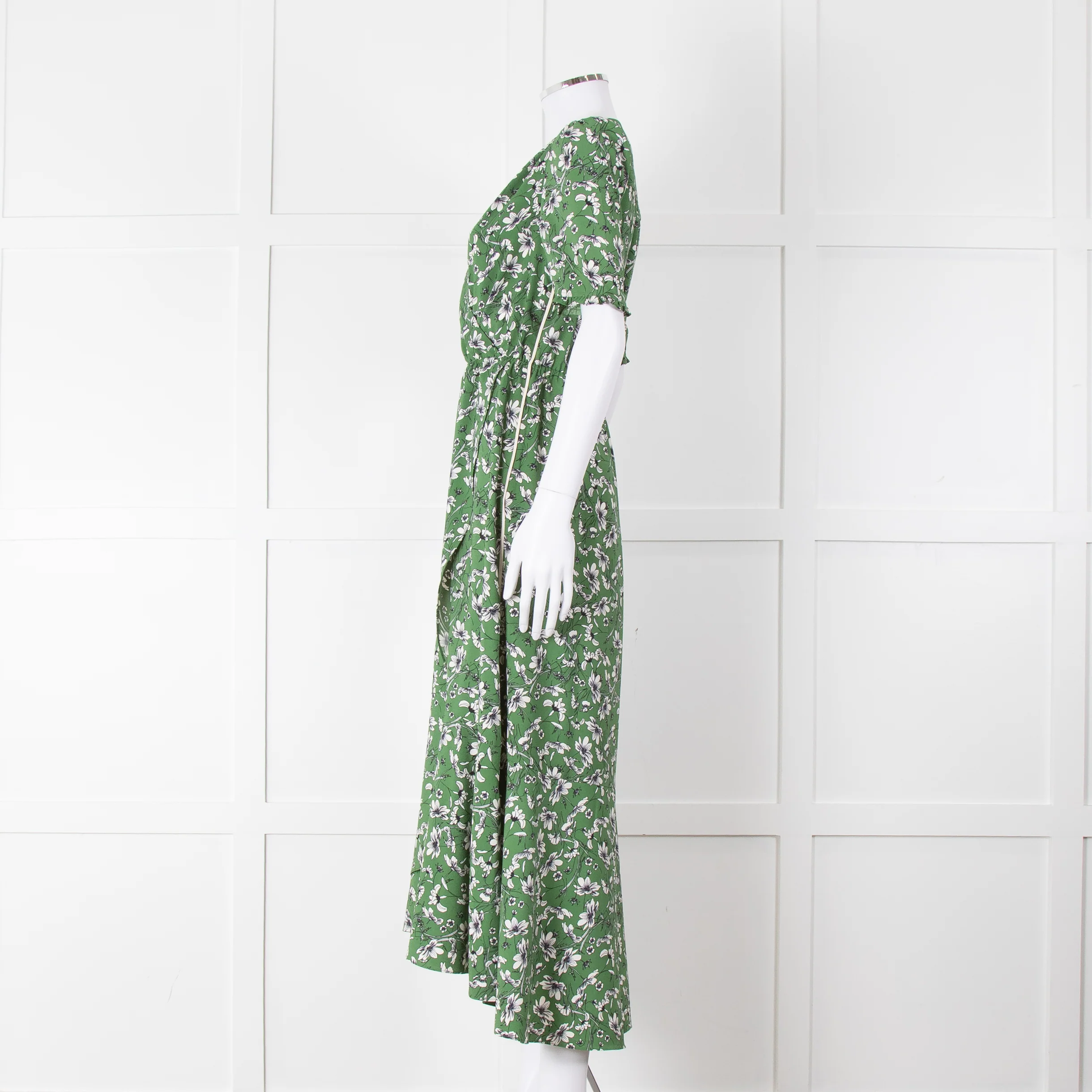Me+Em Green Cream Floral Print Short Sleeve Maxi Dress - Image 7