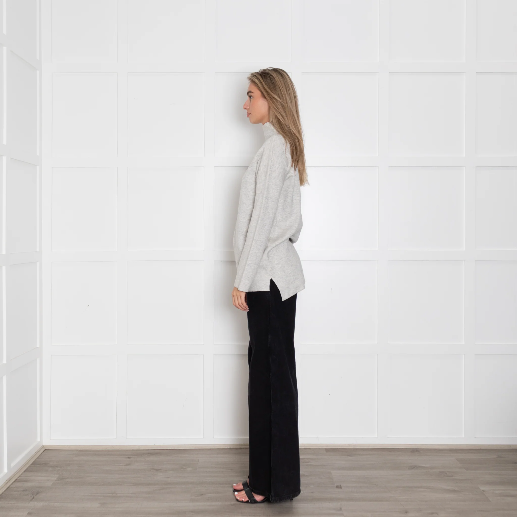 Me+Em Light Grey Cotton Wool Blend Funnel Neck Jumper - Image 4