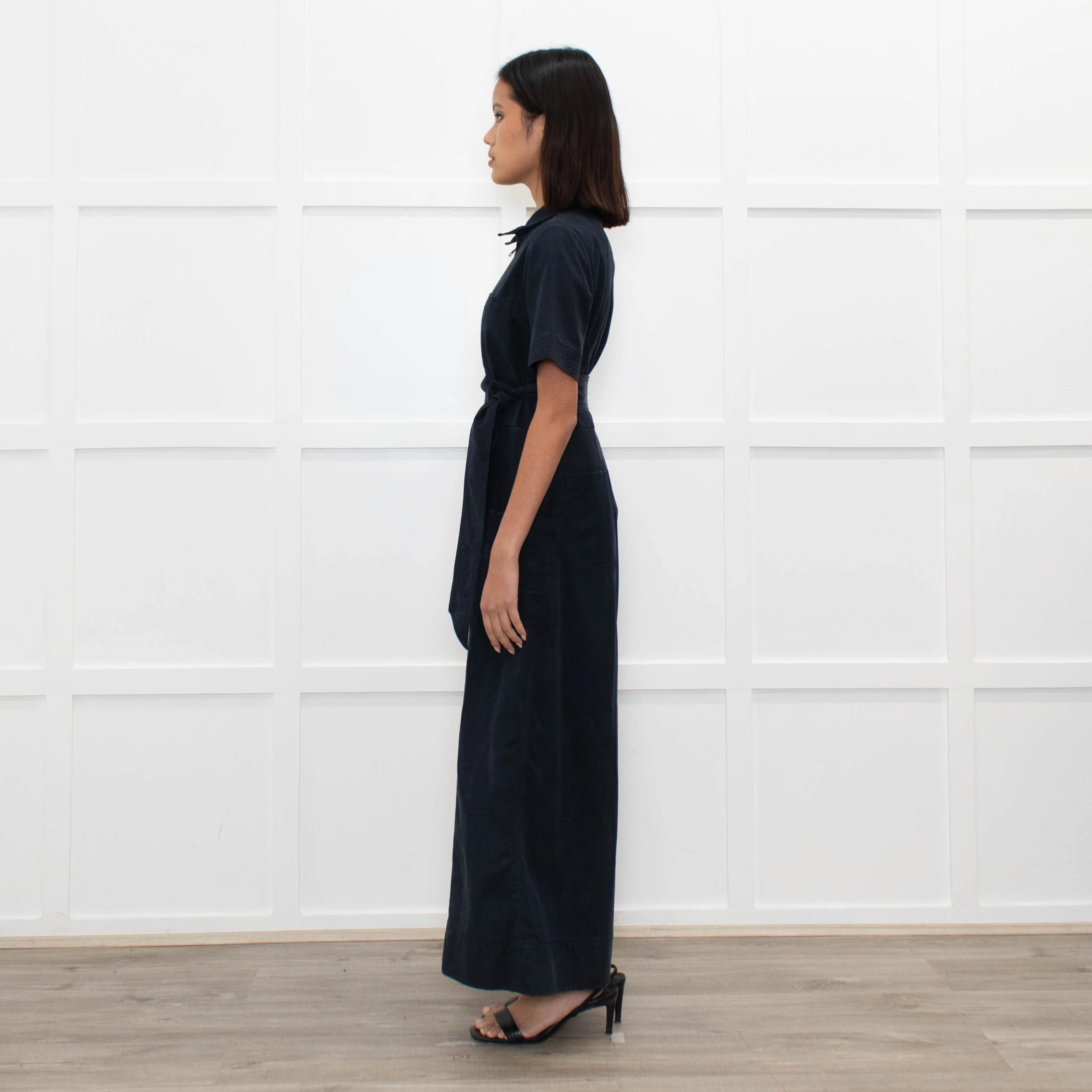 Me+Em Navy Blue Short Sleeve Belted Culottes Jumpsuit - Image 6