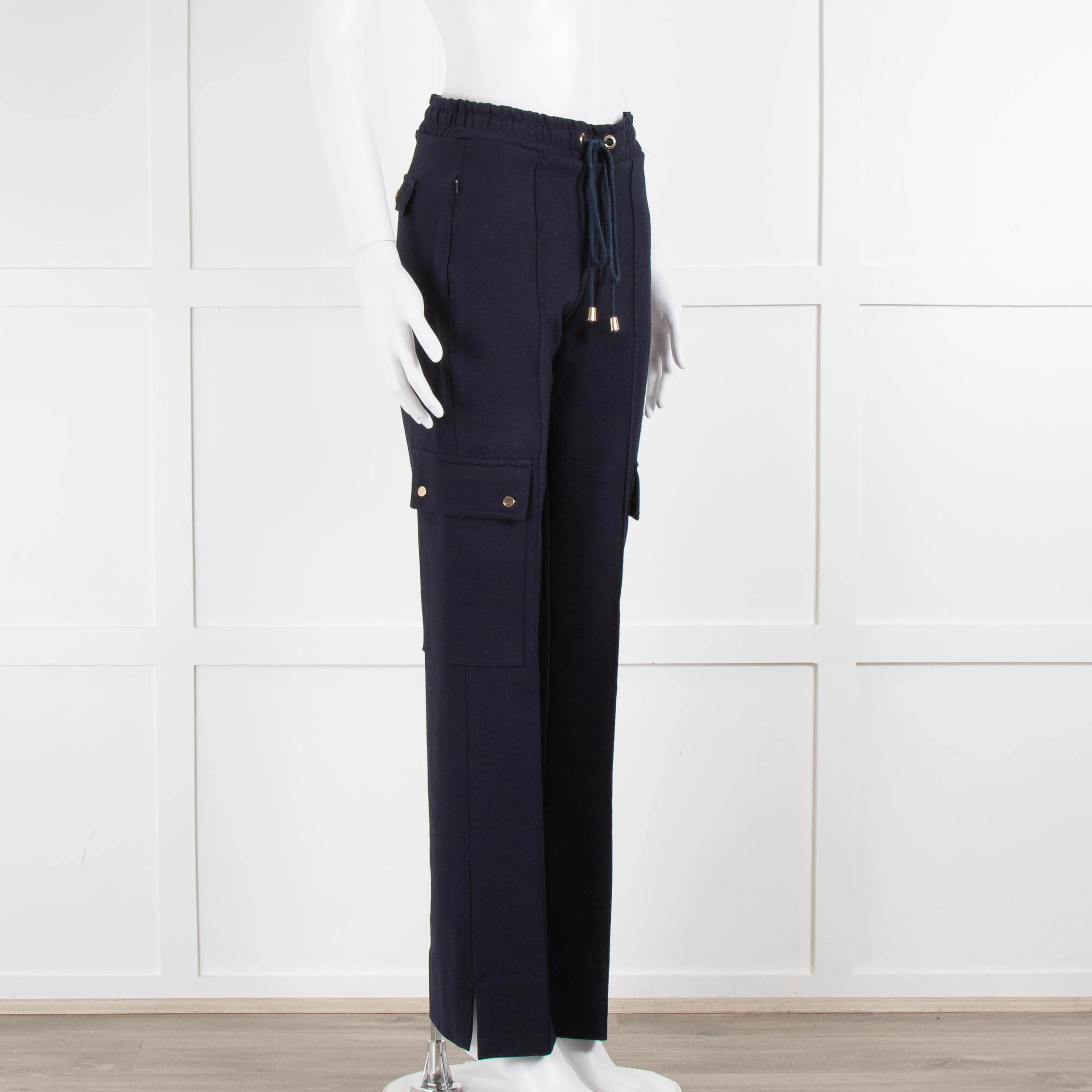 Me+Em Navy Blue Side Pockets Elasticated Waist Trousers - Image 2
