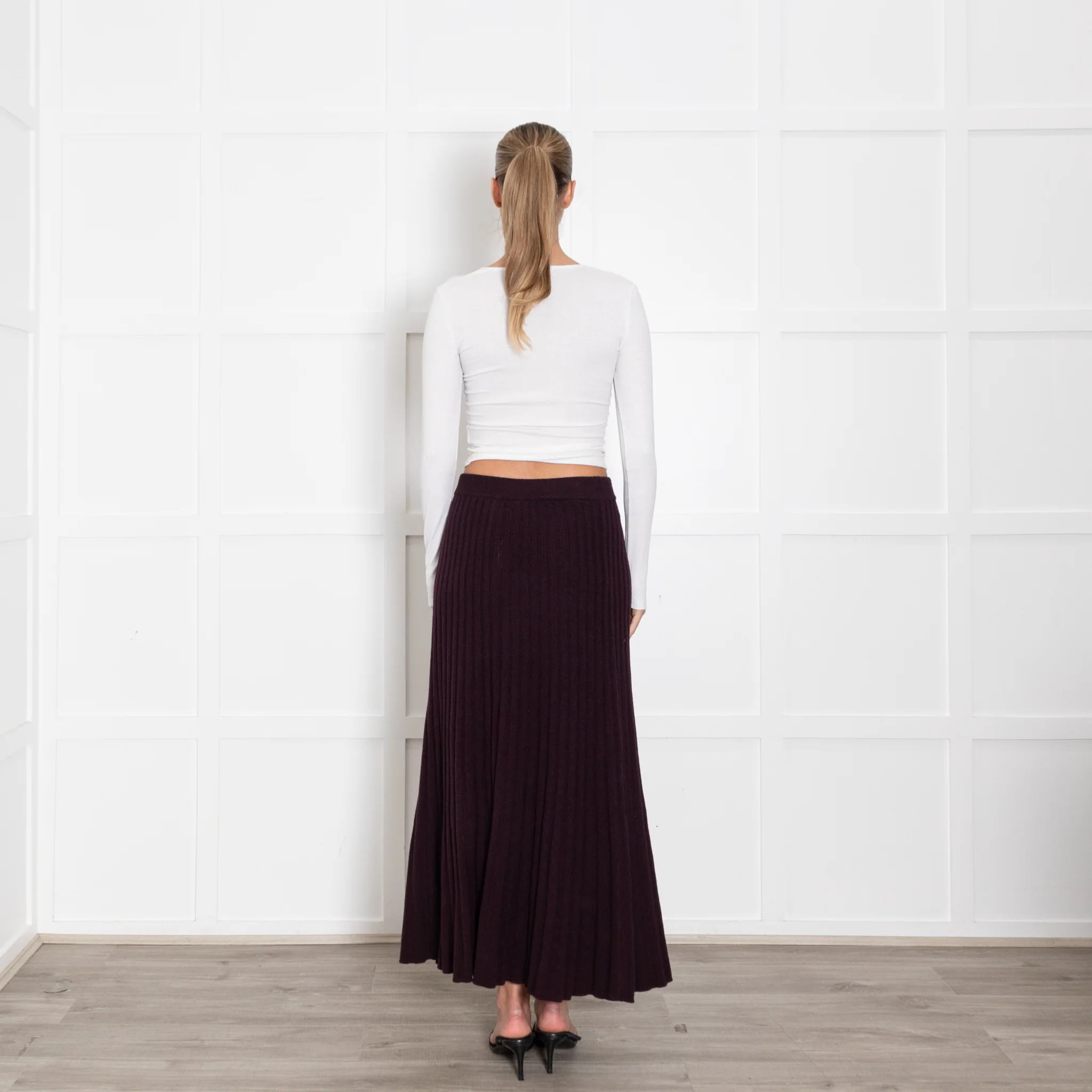 Me+Em Purple Pleated Cashmere Mix Maxi Skirt - Image 6