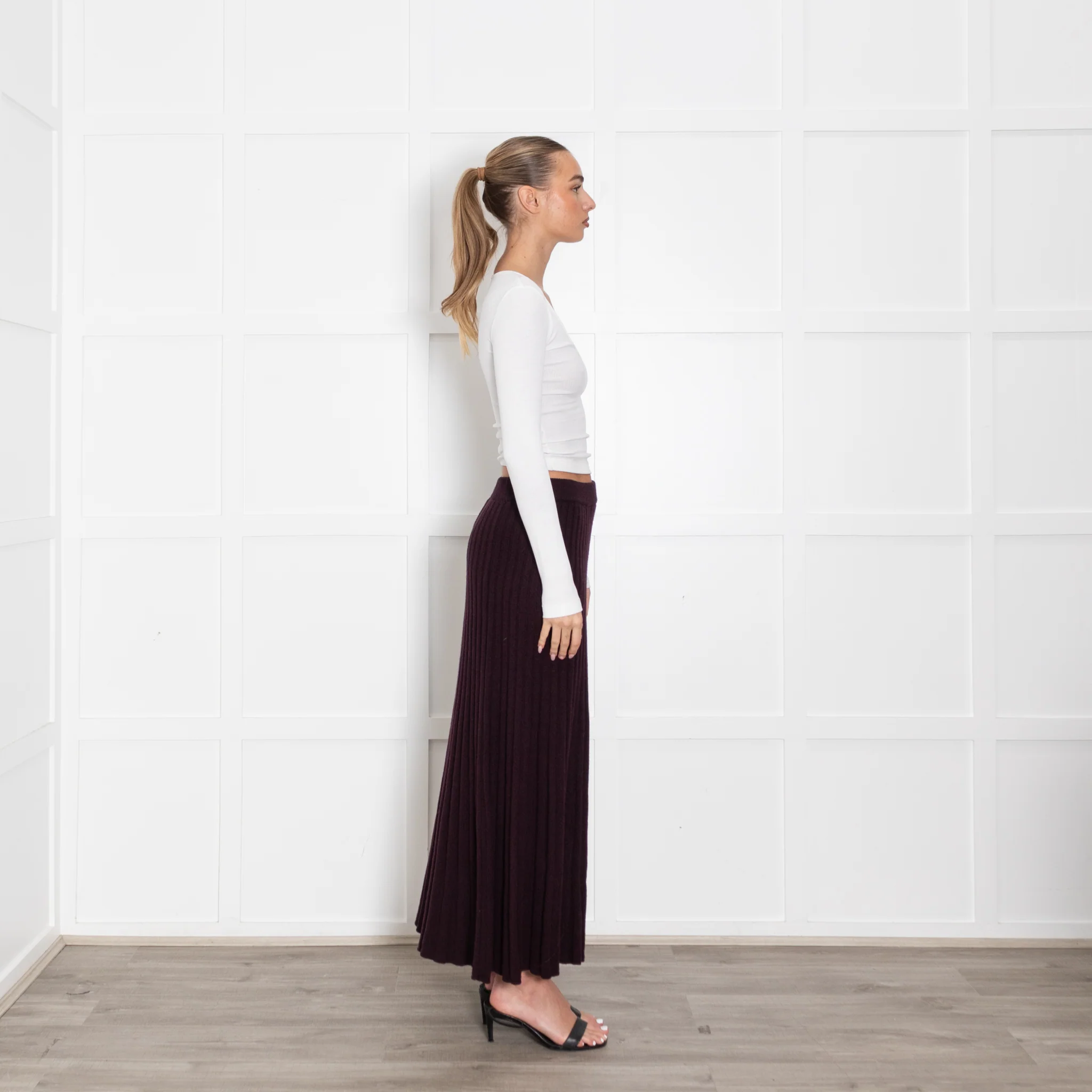 Me+Em Purple Pleated Cashmere Mix Maxi Skirt - Image 7