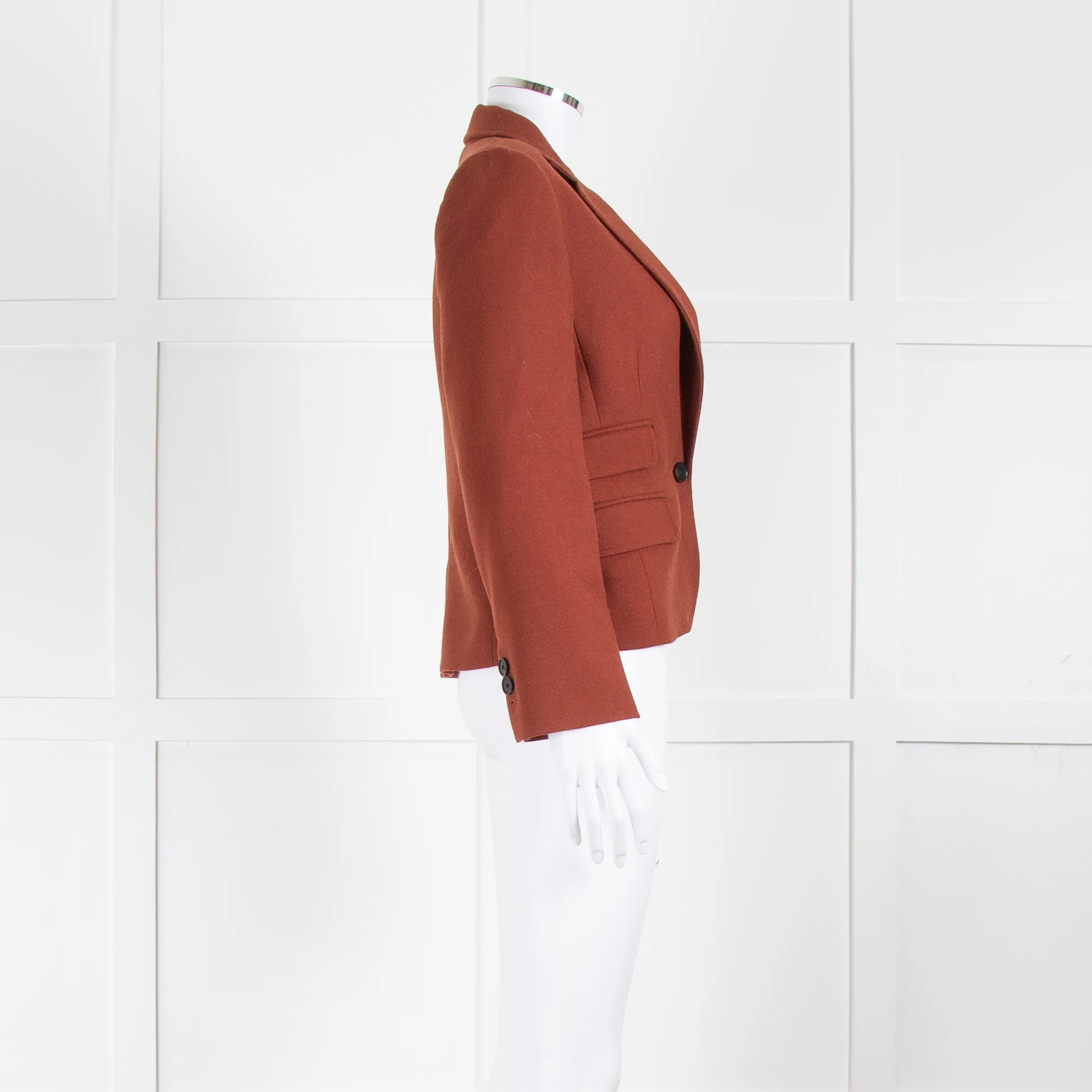 Me + Em Rust Brown Wool Blend Short Jacket - Image 3