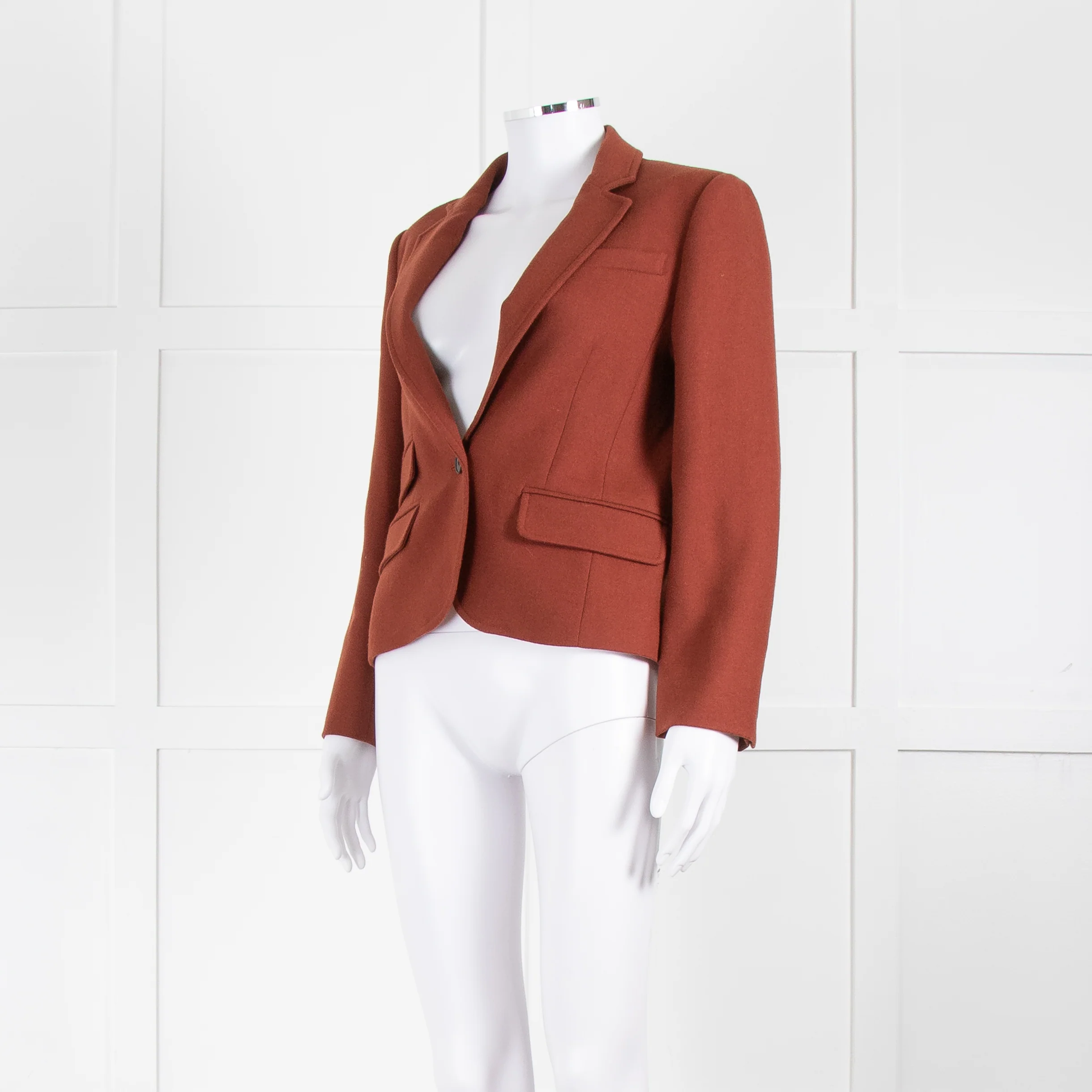 Me + Em Rust Brown Wool Blend Short Jacket - Image 8