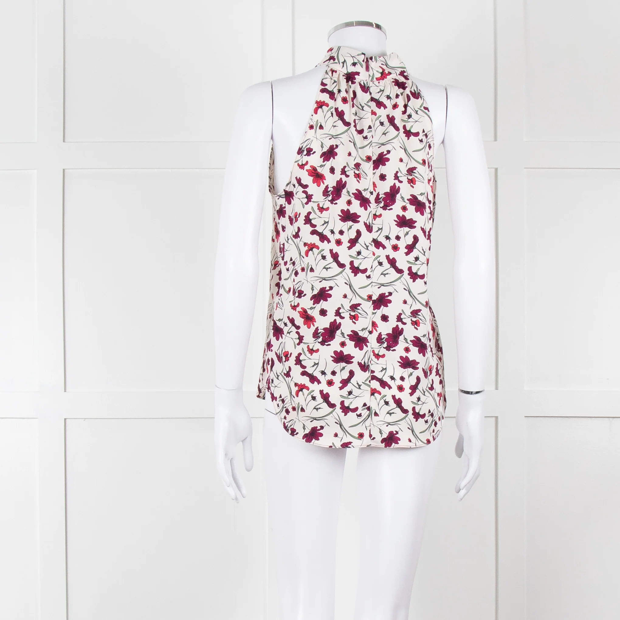 Me+Em Cream Burgundy Floral Halter Neck Top - Image 6