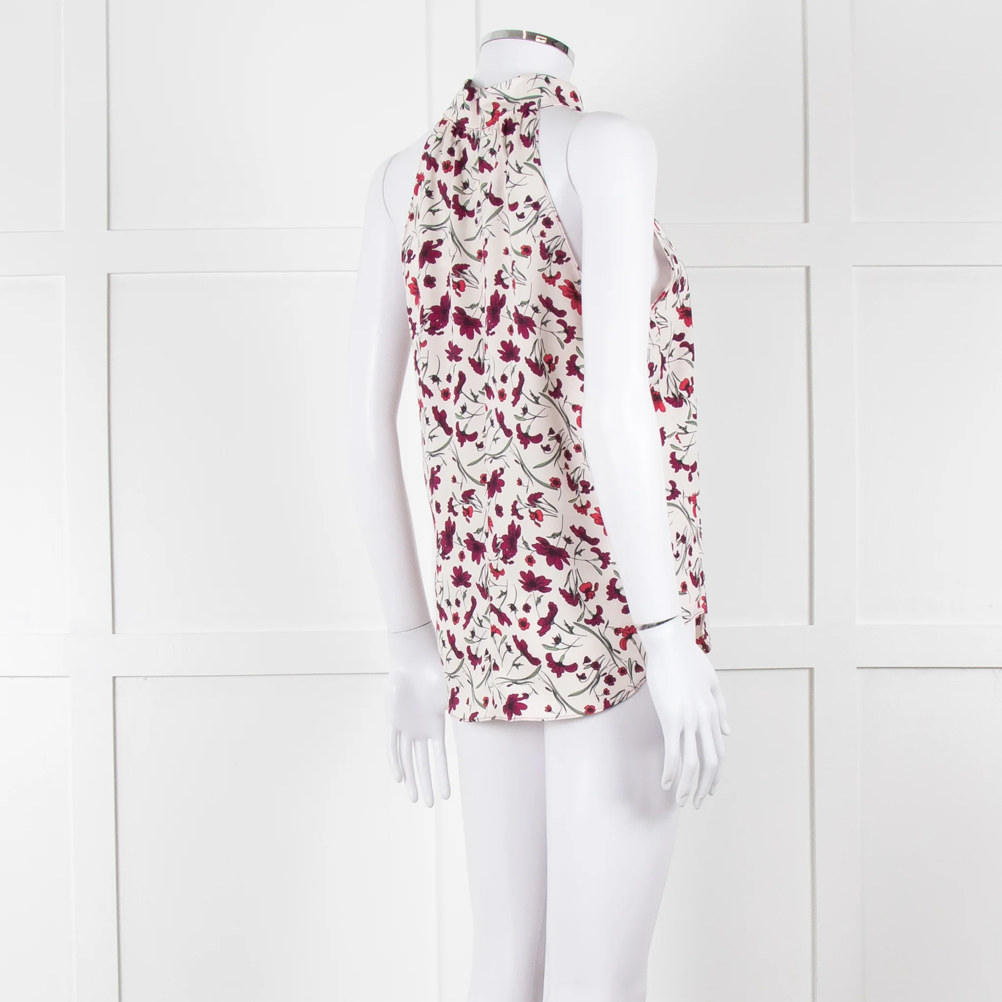 Me+Em Cream Burgundy Floral Halter Neck Top - Image 7