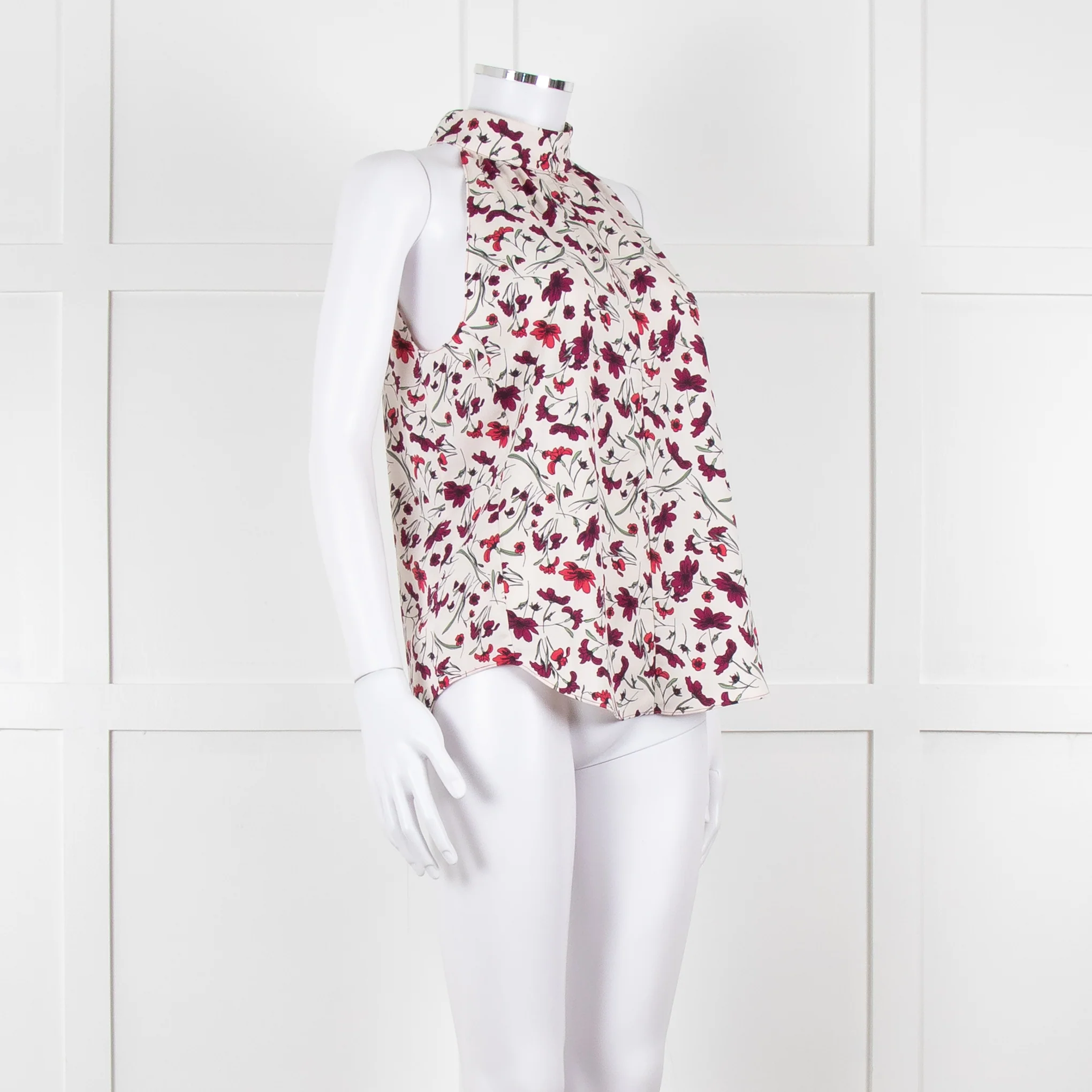 Me+Em Cream Burgundy Floral Halter Neck Top - Image 9