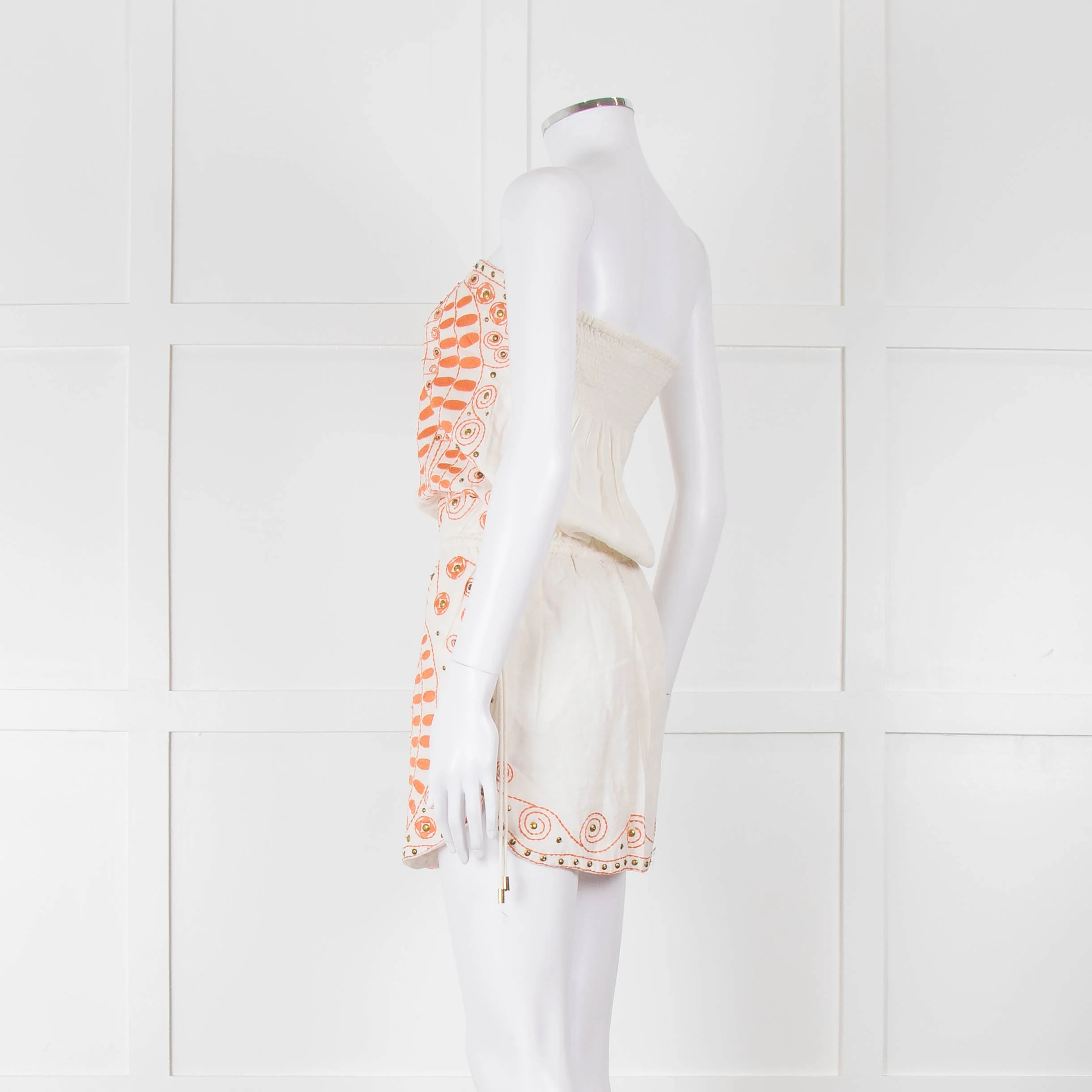 Melissa Odabash Cream Orange Embroidered Strapless Sun Dress - Image 6