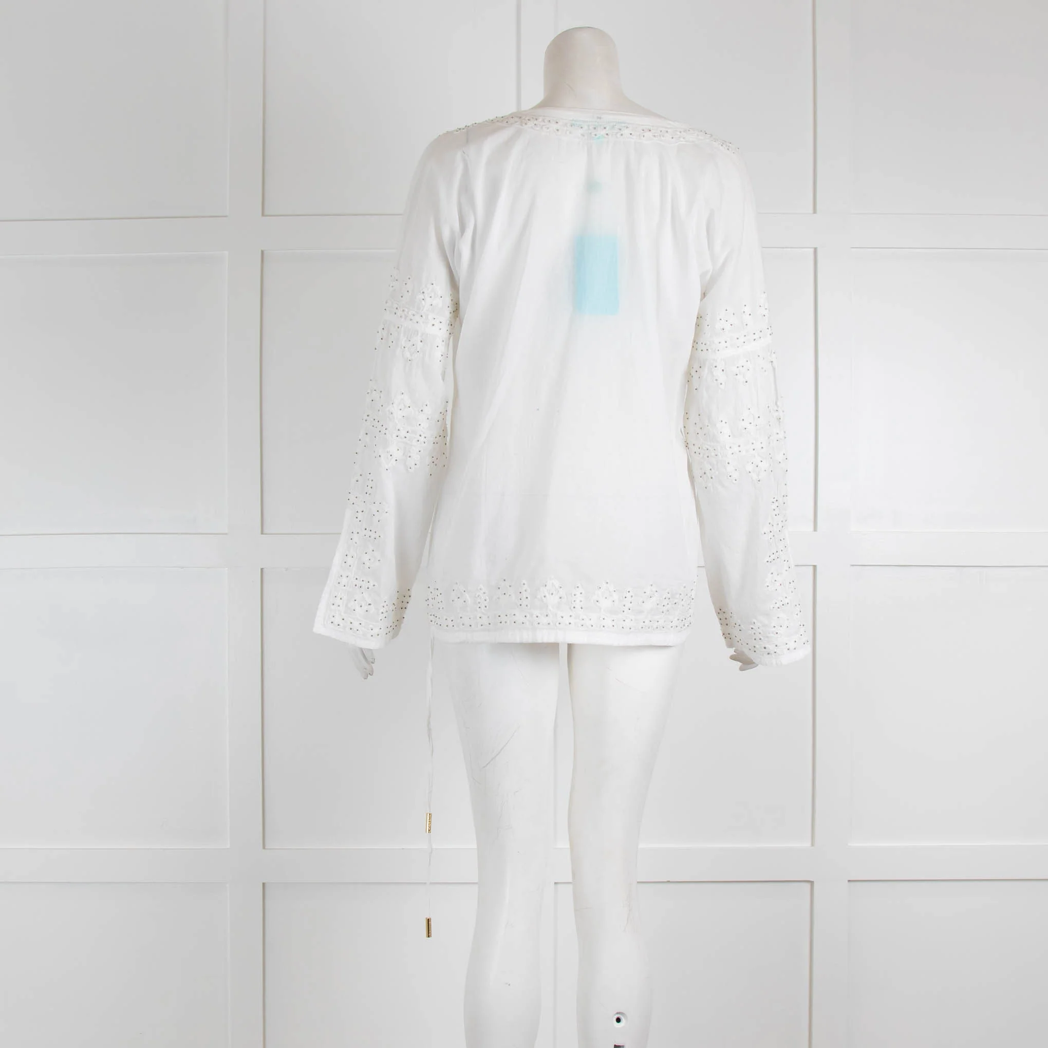 Melissa Odabash White Embroidered Long Sleeve Blouse - Image 3