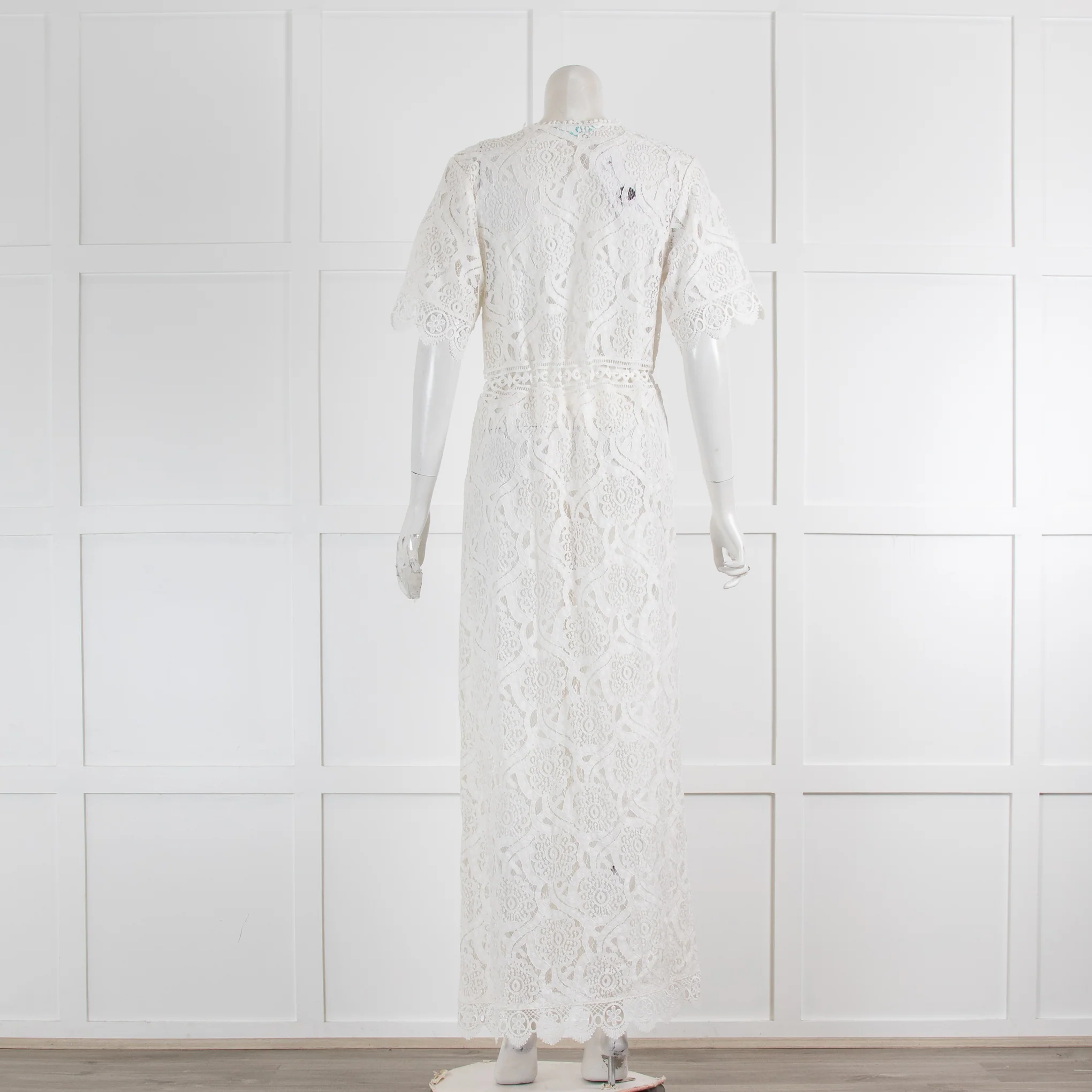 Melissa Odabash White Lace Short Sleeves Cover Up Dress - Image 3