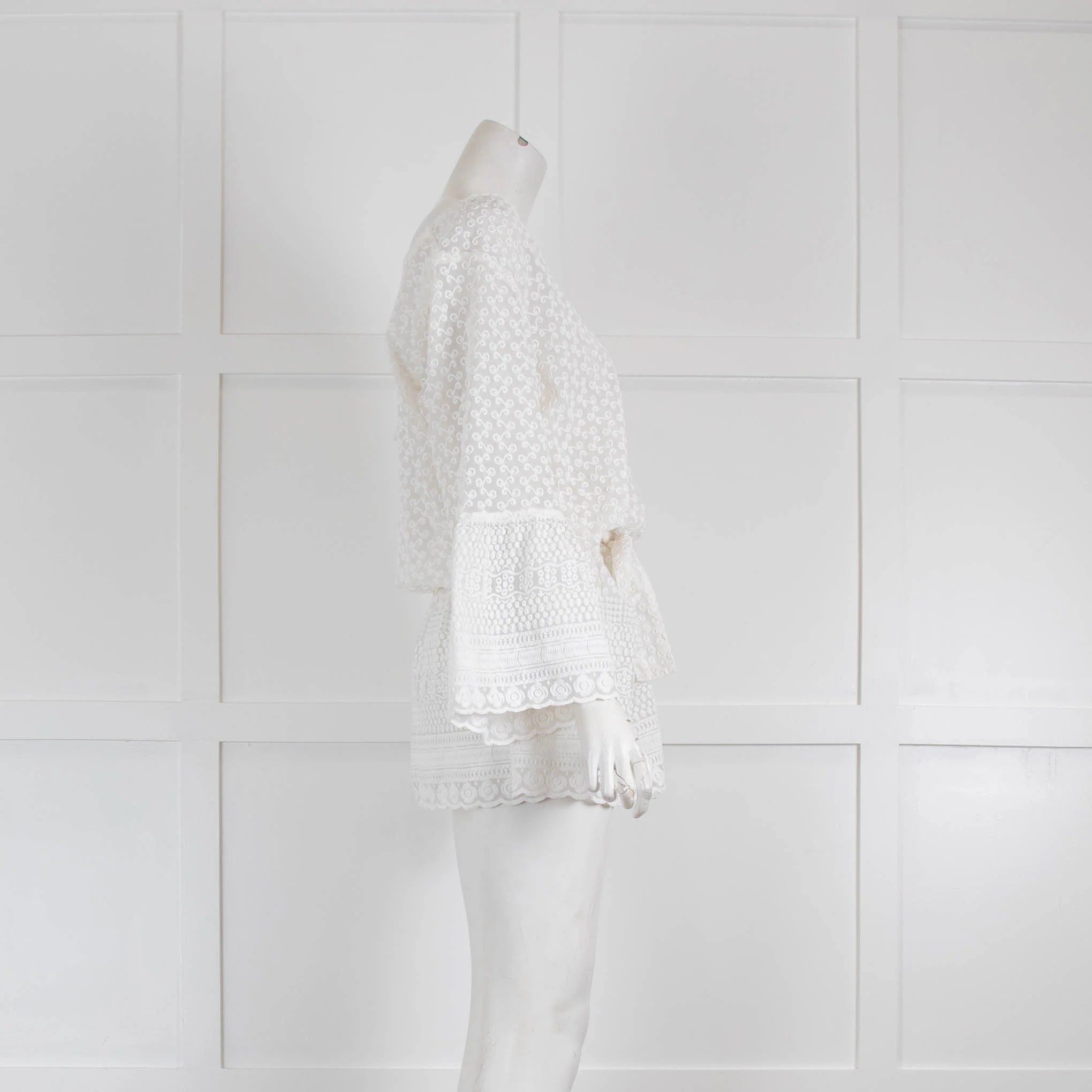 Melissa Odabash White Textured Bell Sleeve Cover Up Minidress - Image 2