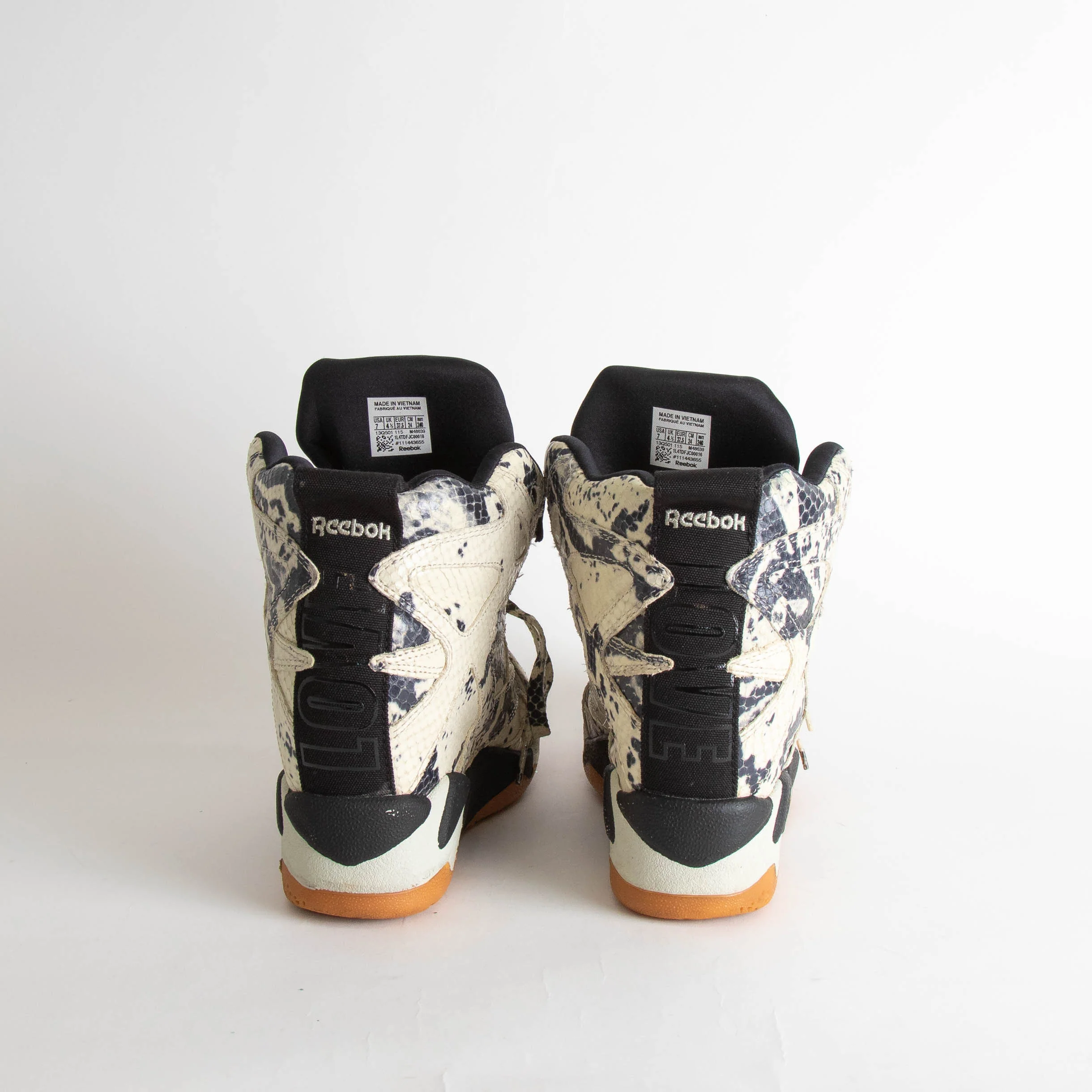 Melody Ehsani X Reebok Cream Black Snake Embossed Blacktop Wedge Trainers - Image 4