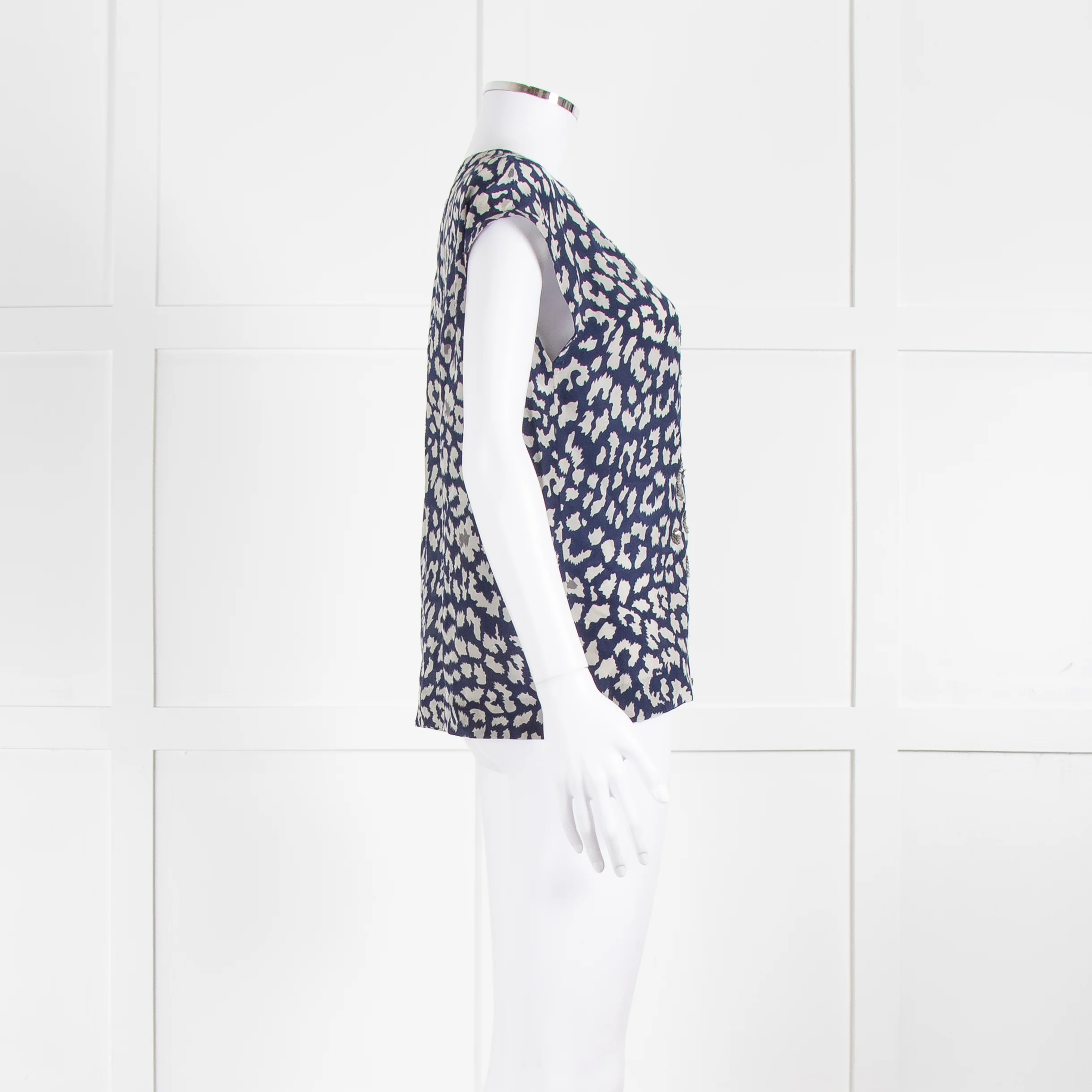 Mercy Delta Blue And Grey Silk Top With Silver Sequins - Image 3