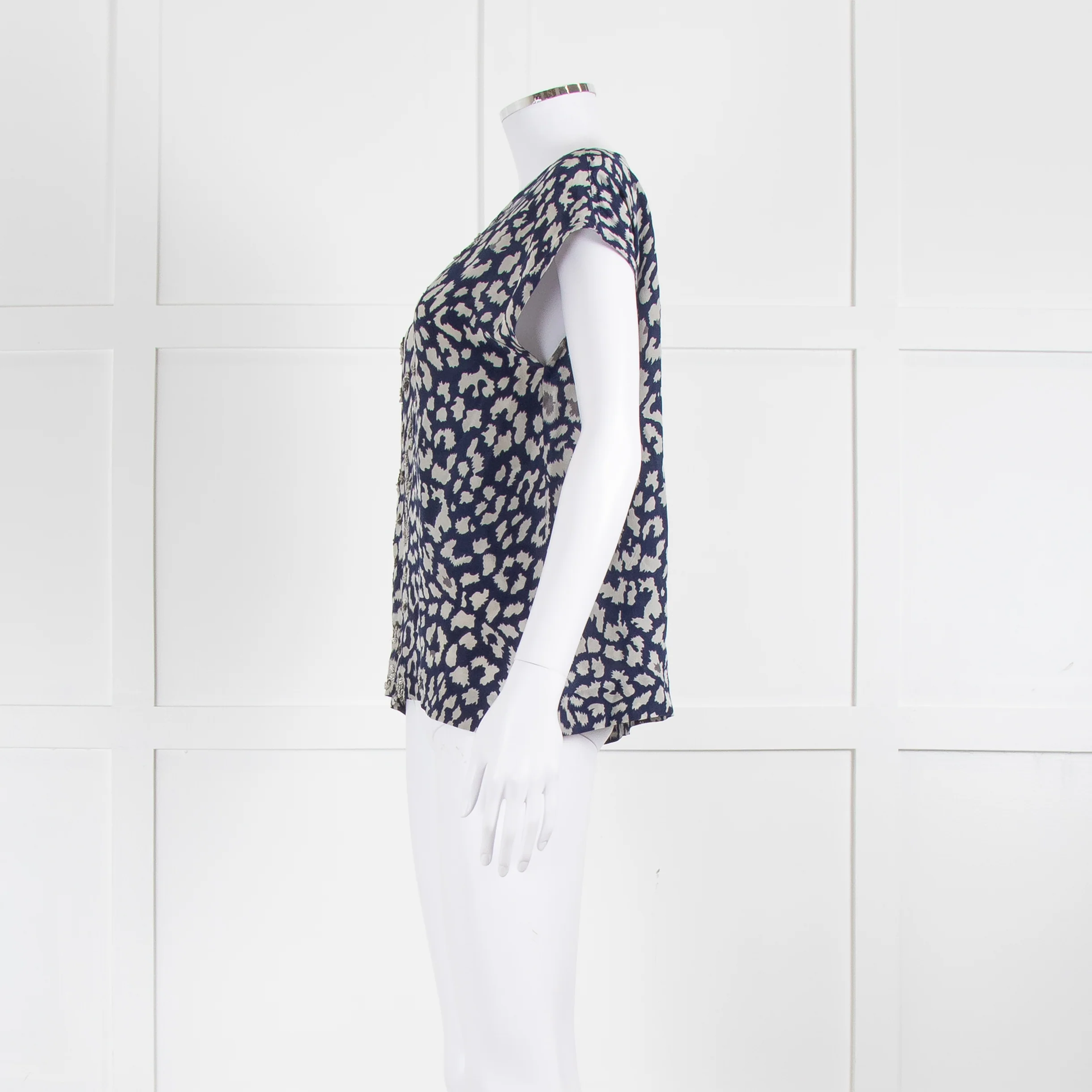 Mercy Delta Blue And Grey Silk Top With Silver Sequins - Image 7
