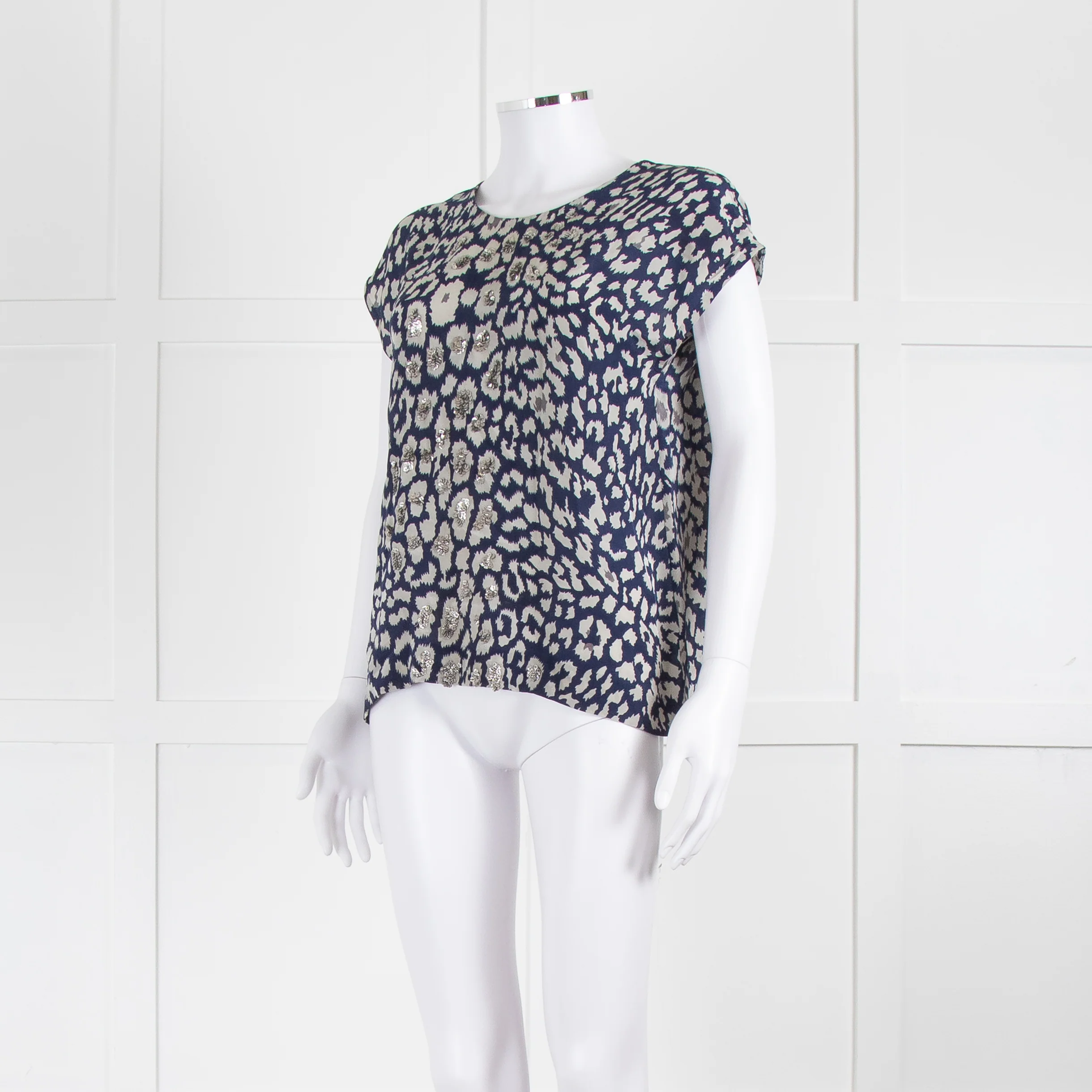 Mercy Delta Blue And Grey Silk Top With Silver Sequins - Image 8