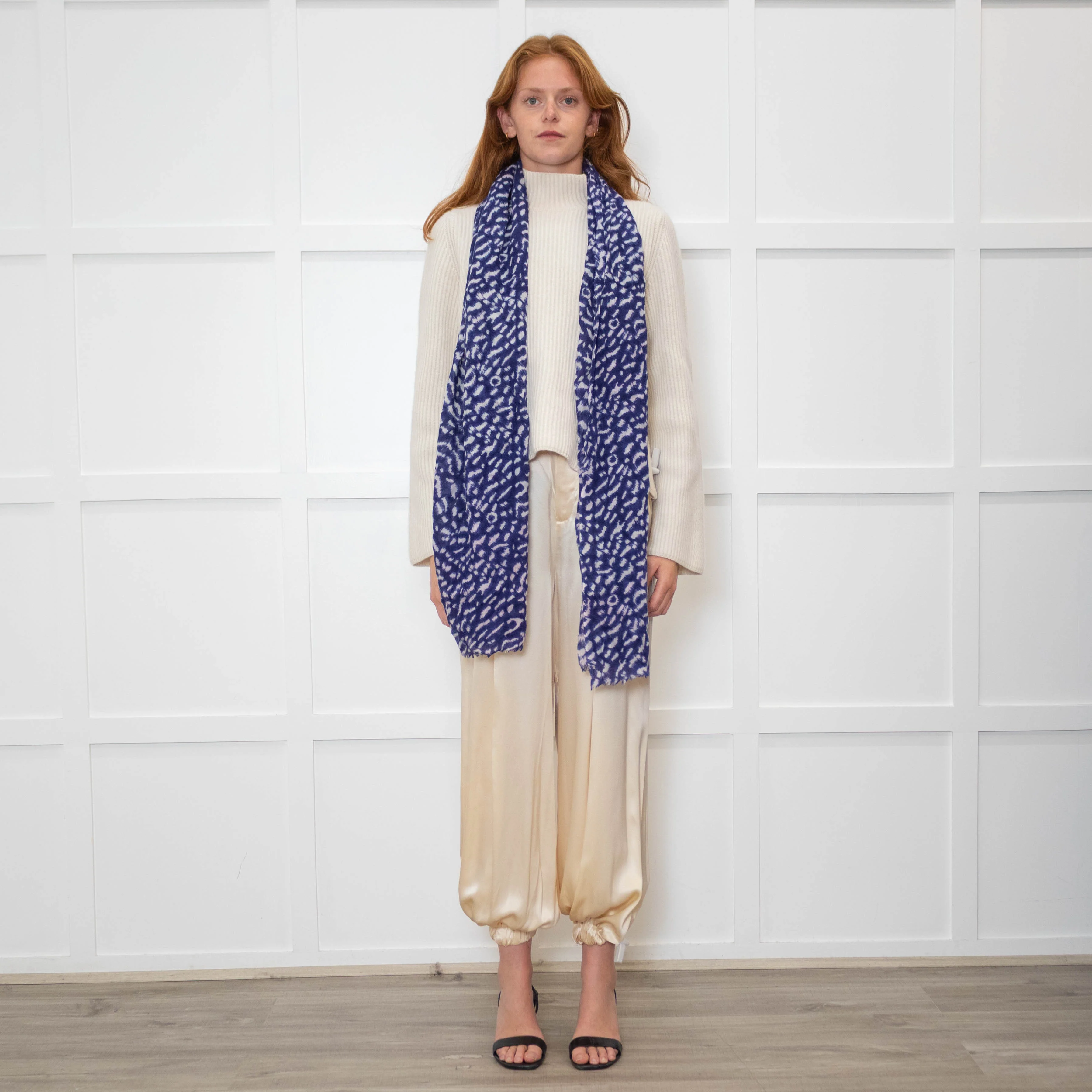 Mercy Delta Blue Pale Pink Animal Print Scarf