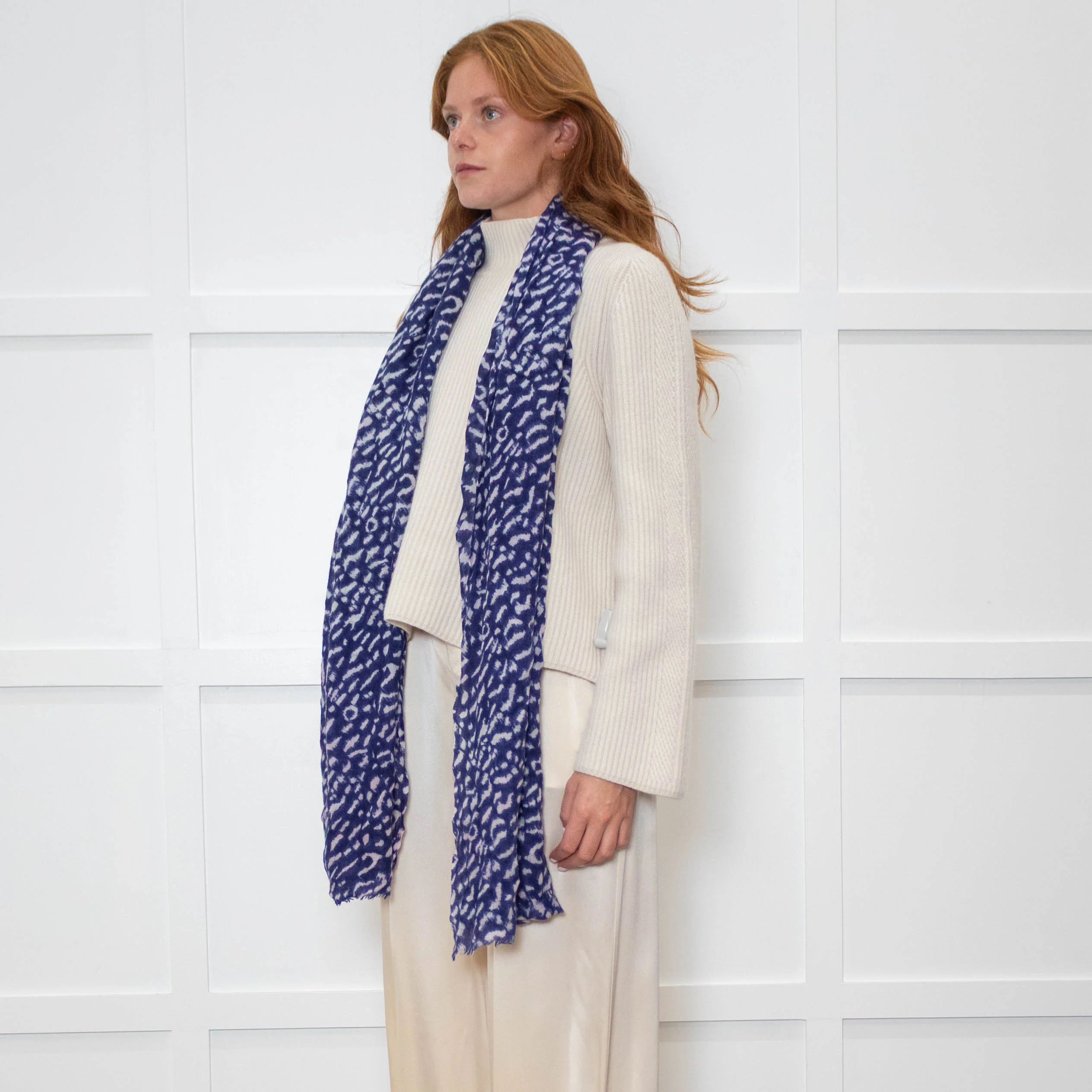 Mercy Delta Blue Pale Pink Animal Print Scarf - Image 3