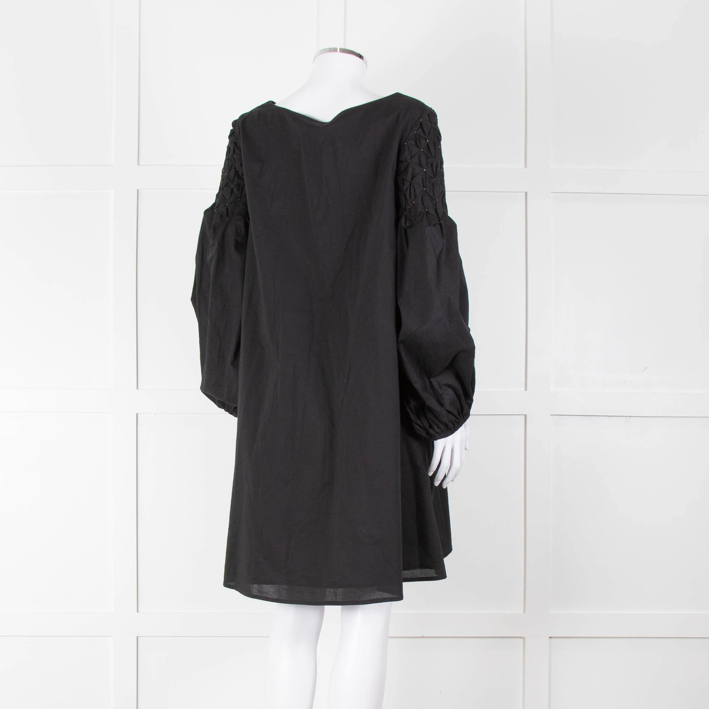 Merlette Black Cotton Smock Sleeve Tunic Dress - Image 4