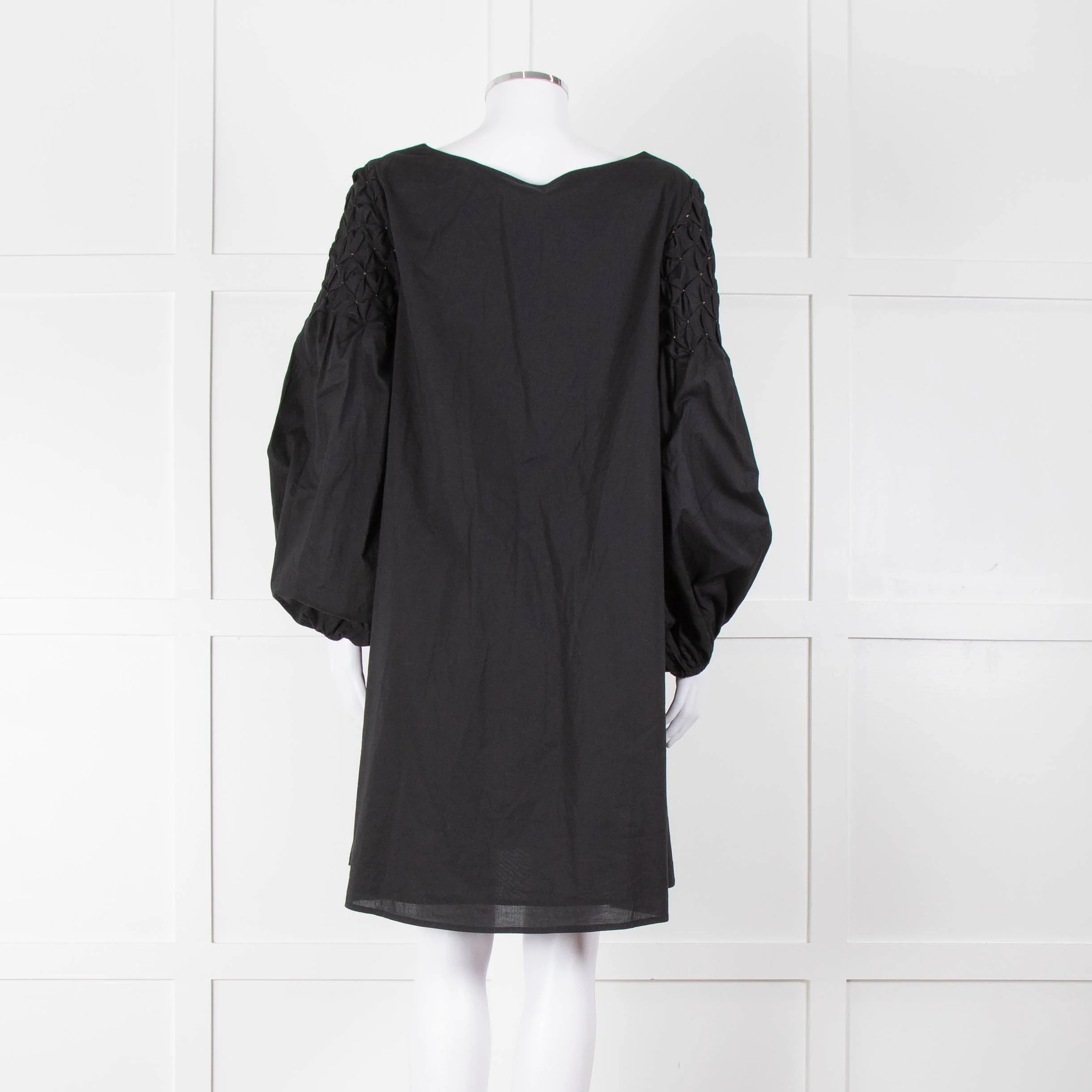 Merlette Black Cotton Smock Sleeve Tunic Dress - Image 5