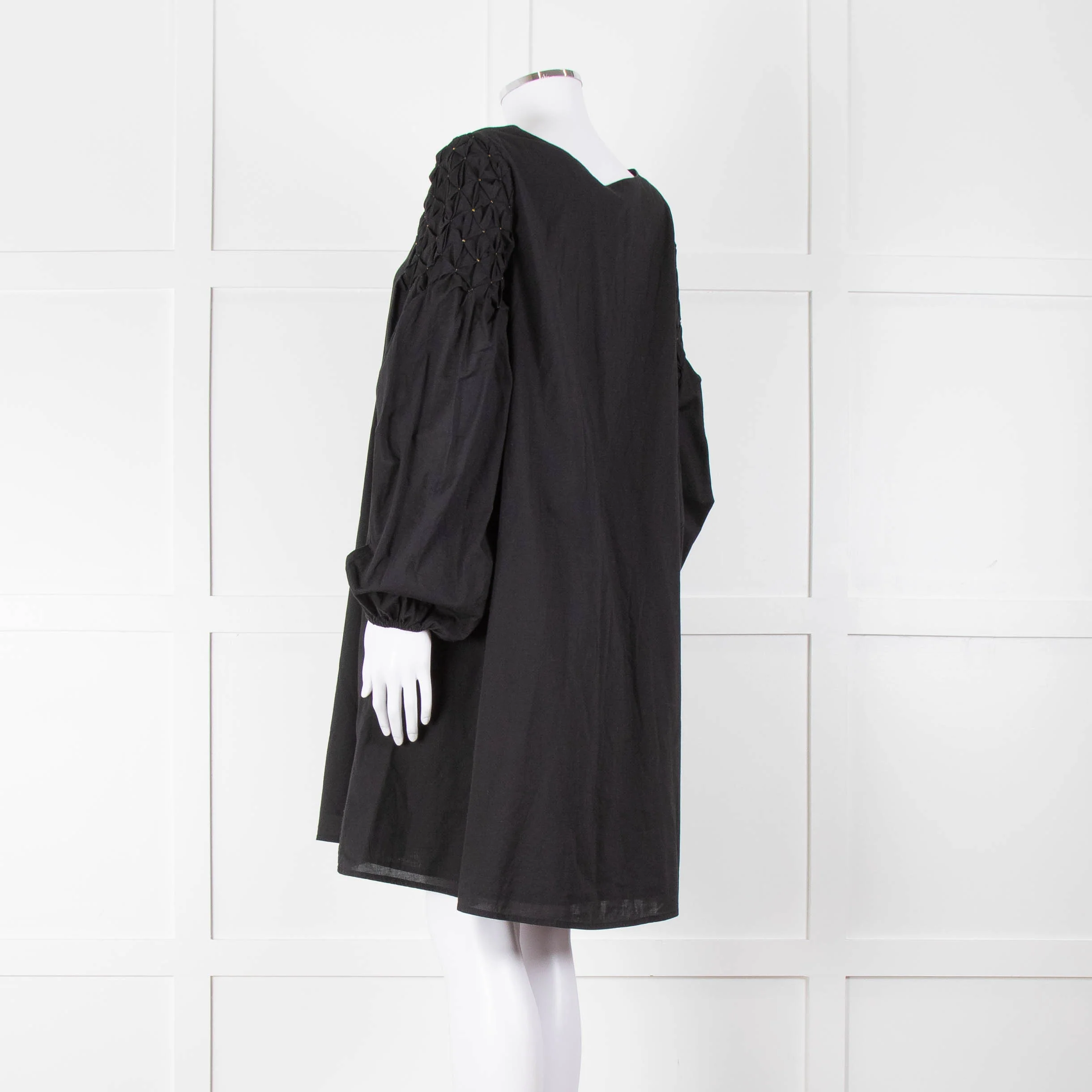 Merlette Black Cotton Smock Sleeve Tunic Dress - Image 6