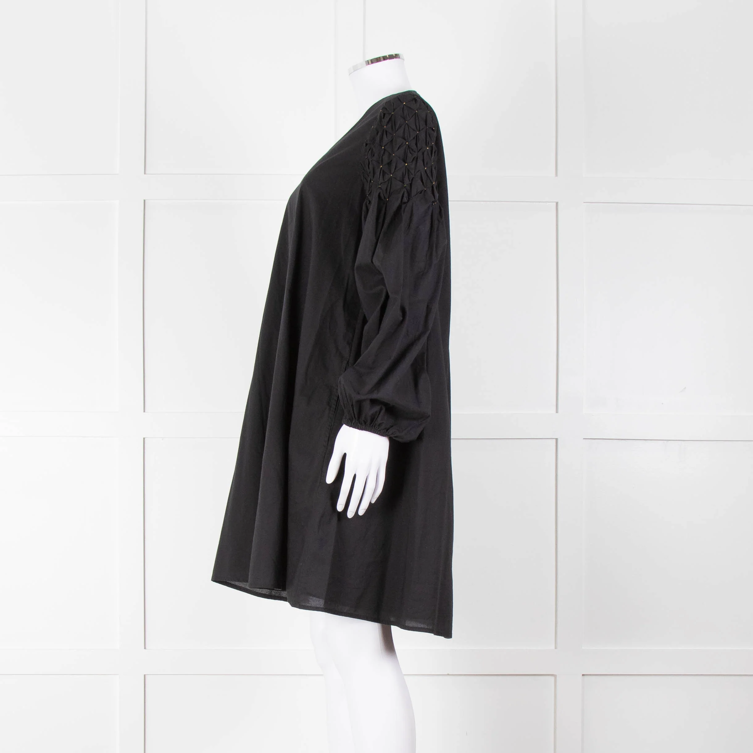 Merlette Black Cotton Smock Sleeve Tunic Dress - Image 7