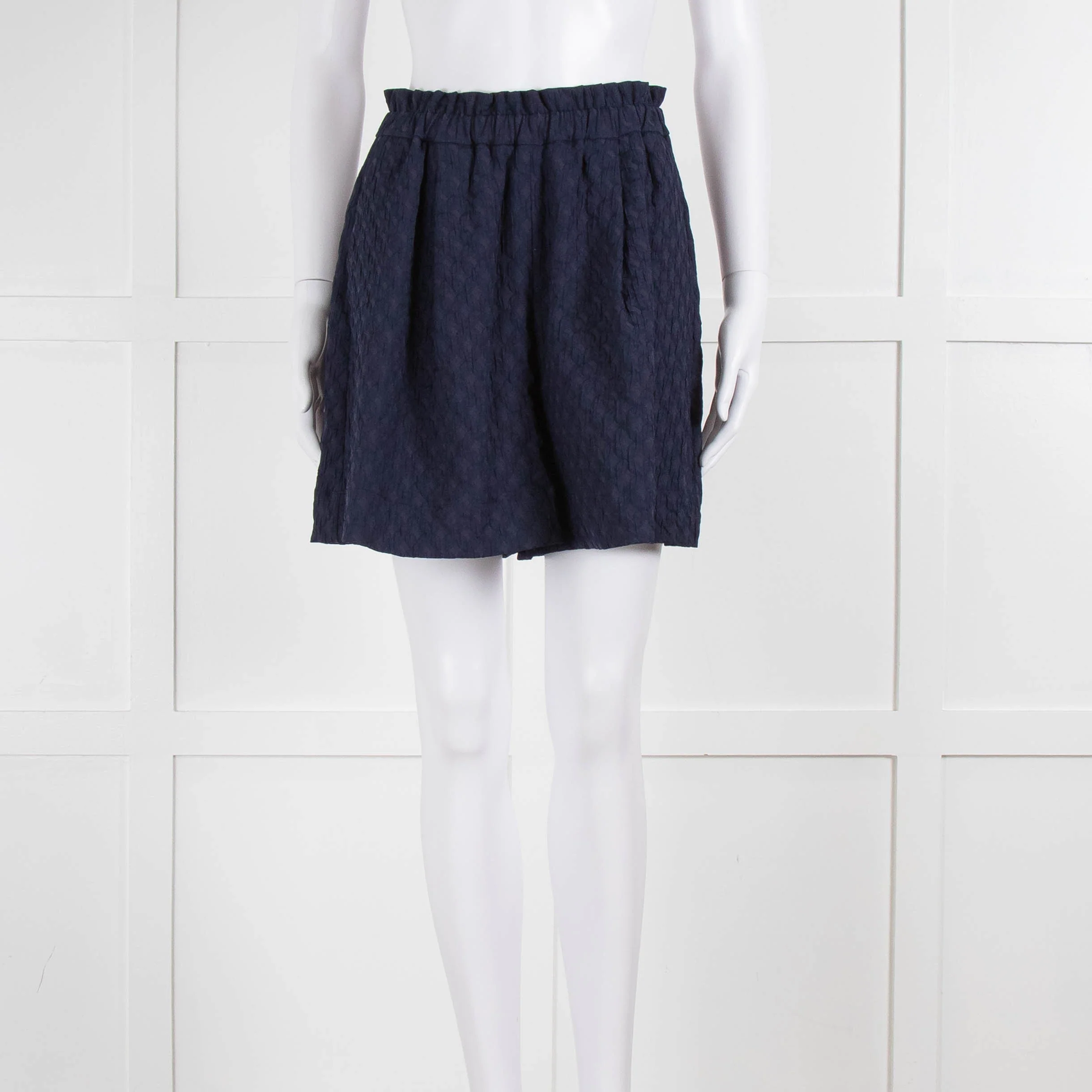 Merlette Navy Textured Shorts