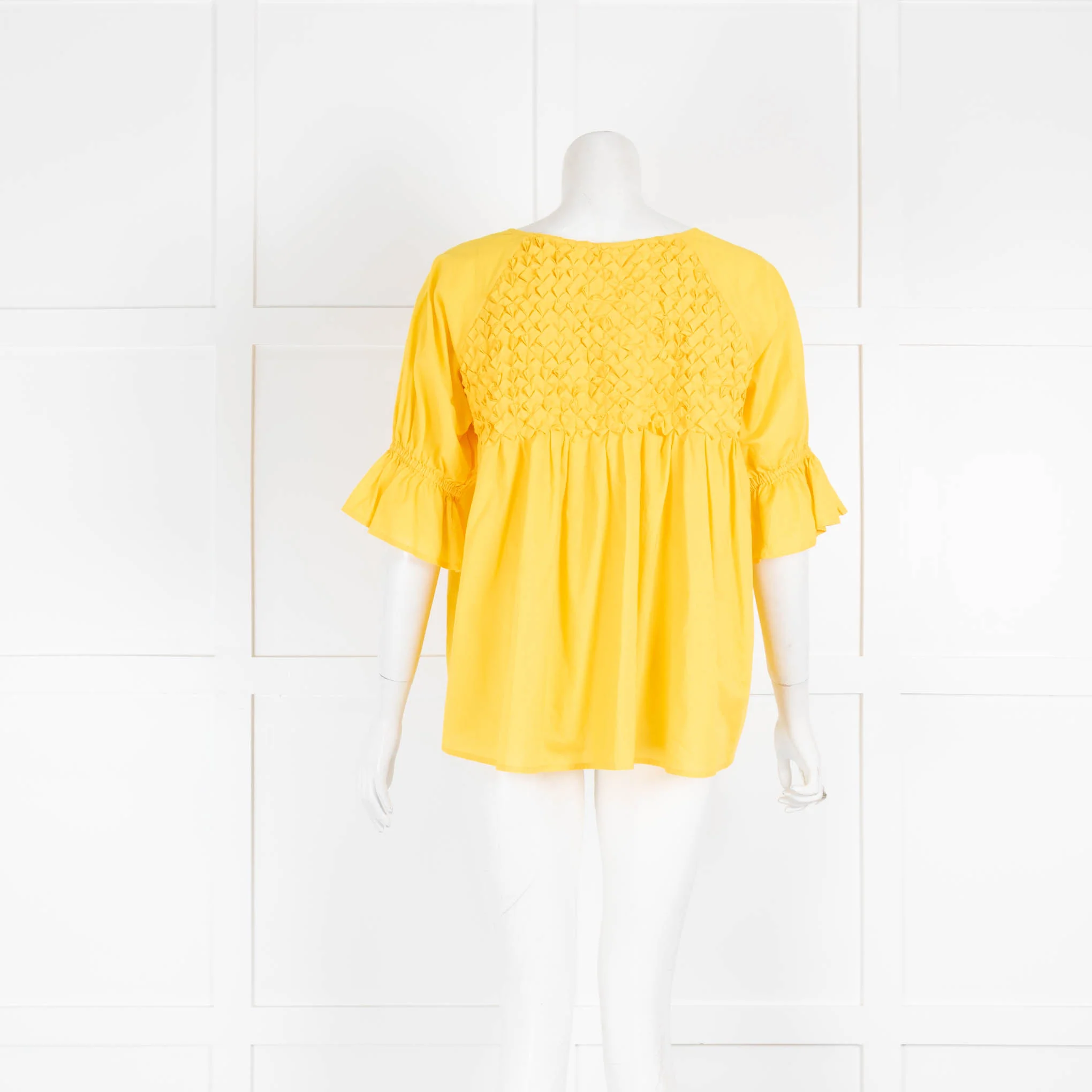Merlette Yellow Cotton Smock Top - Image 3