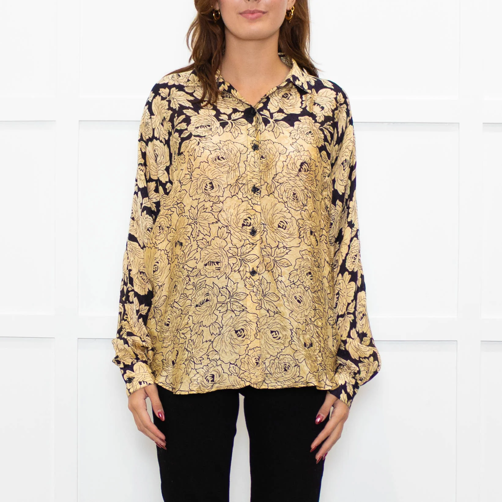 Mes Demoiselles Gold and Black Floral Blouse - Image 2