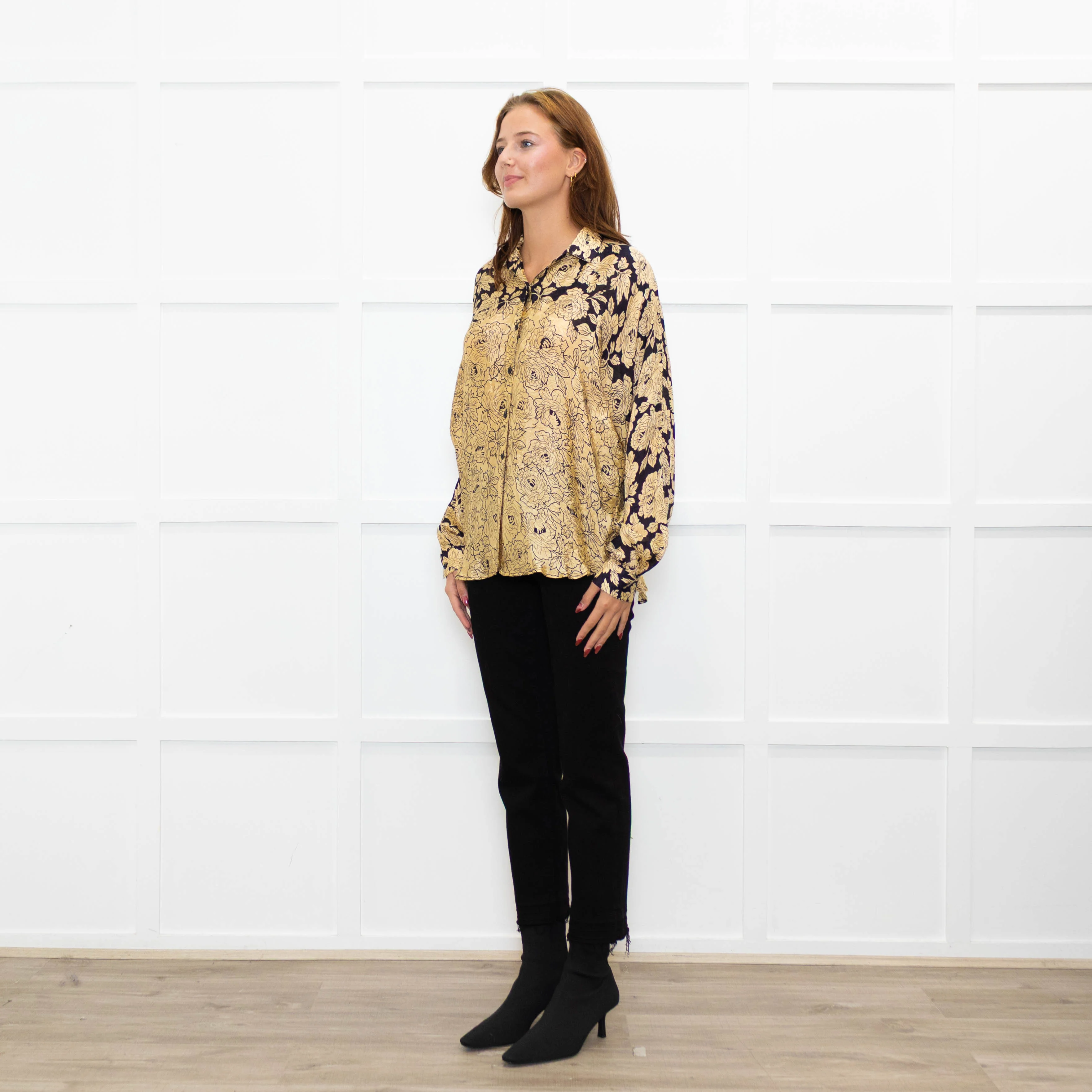 Mes Demoiselles Gold and Black Floral Blouse - Image 3
