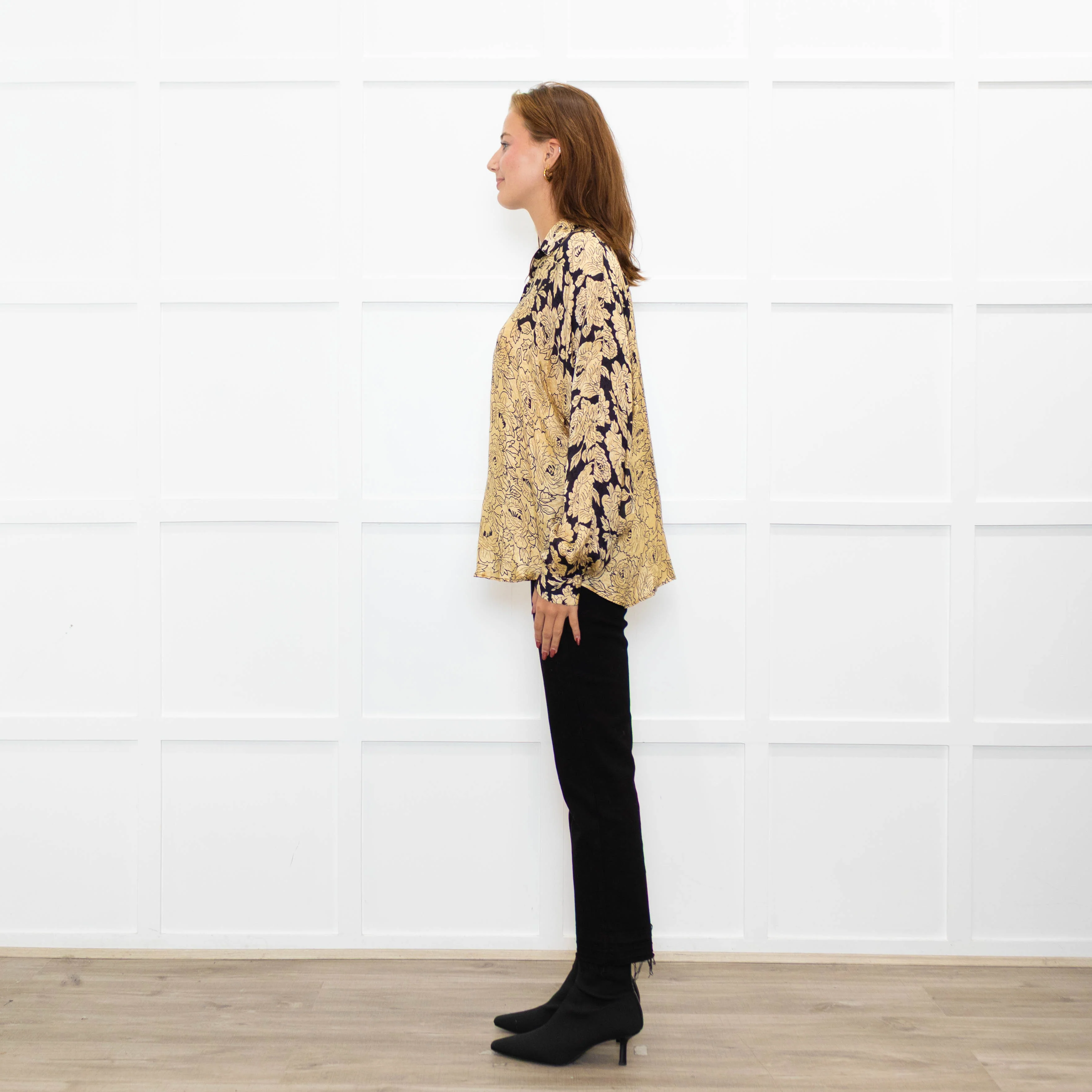 Mes Demoiselles Gold and Black Floral Blouse - Image 4