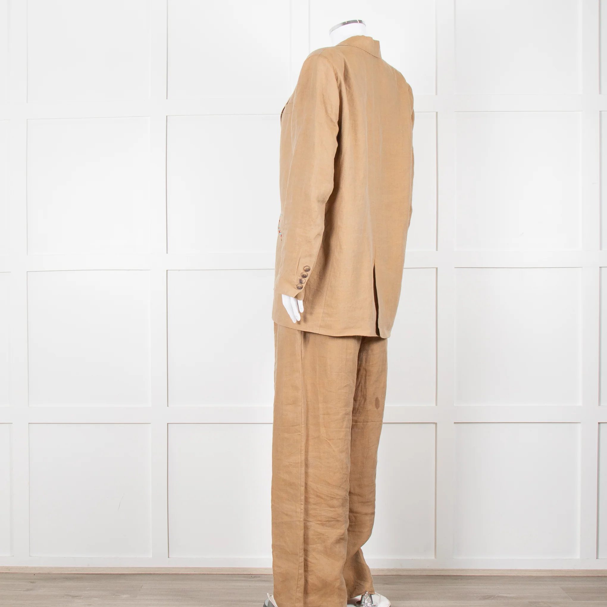 Mes Demoiselles Khaki Woven Straight Fit Trousers with Crystal Studs - Image 14