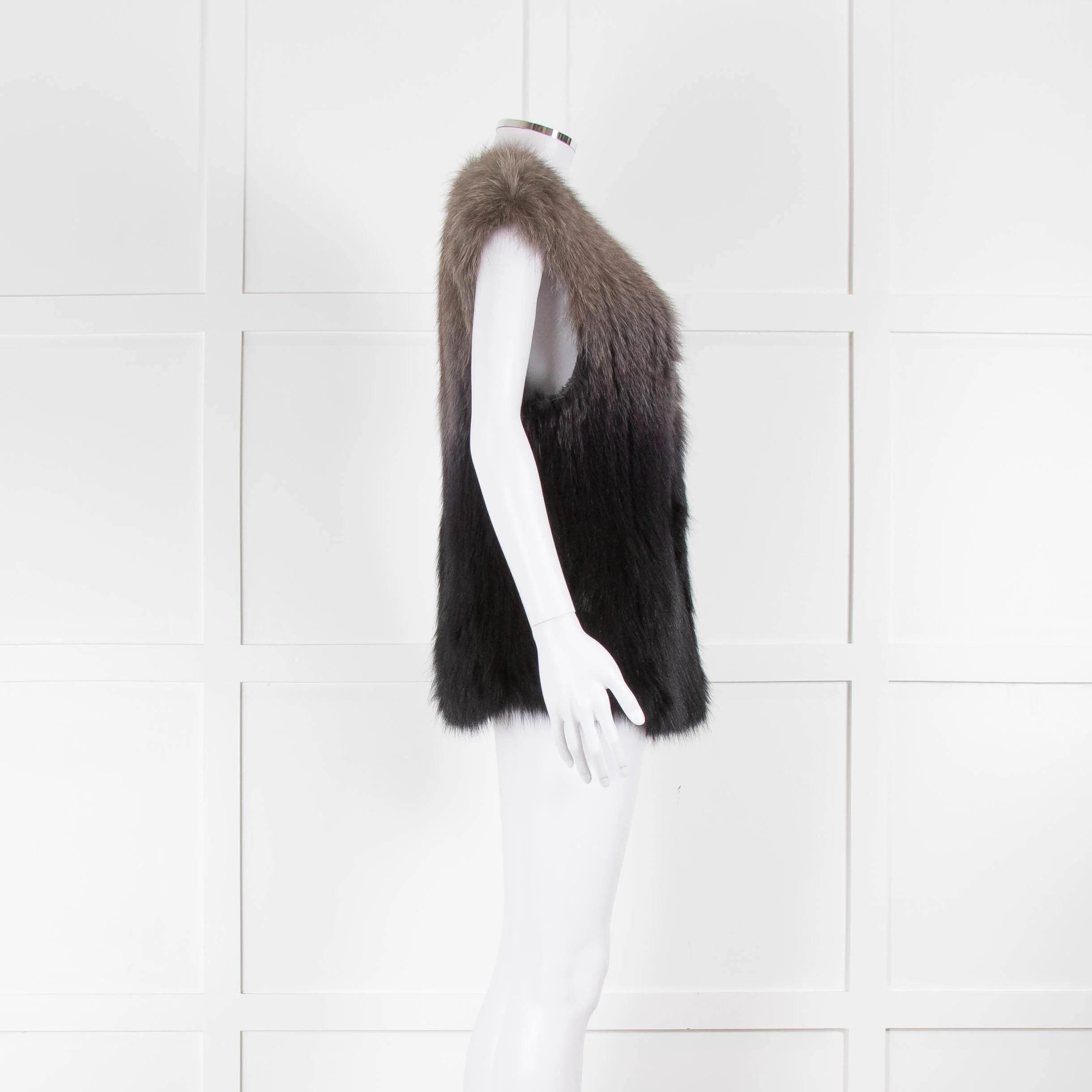Meteo By Yves Salomon Grey Ombre Woven Fox Fur Gilet - Image 2
