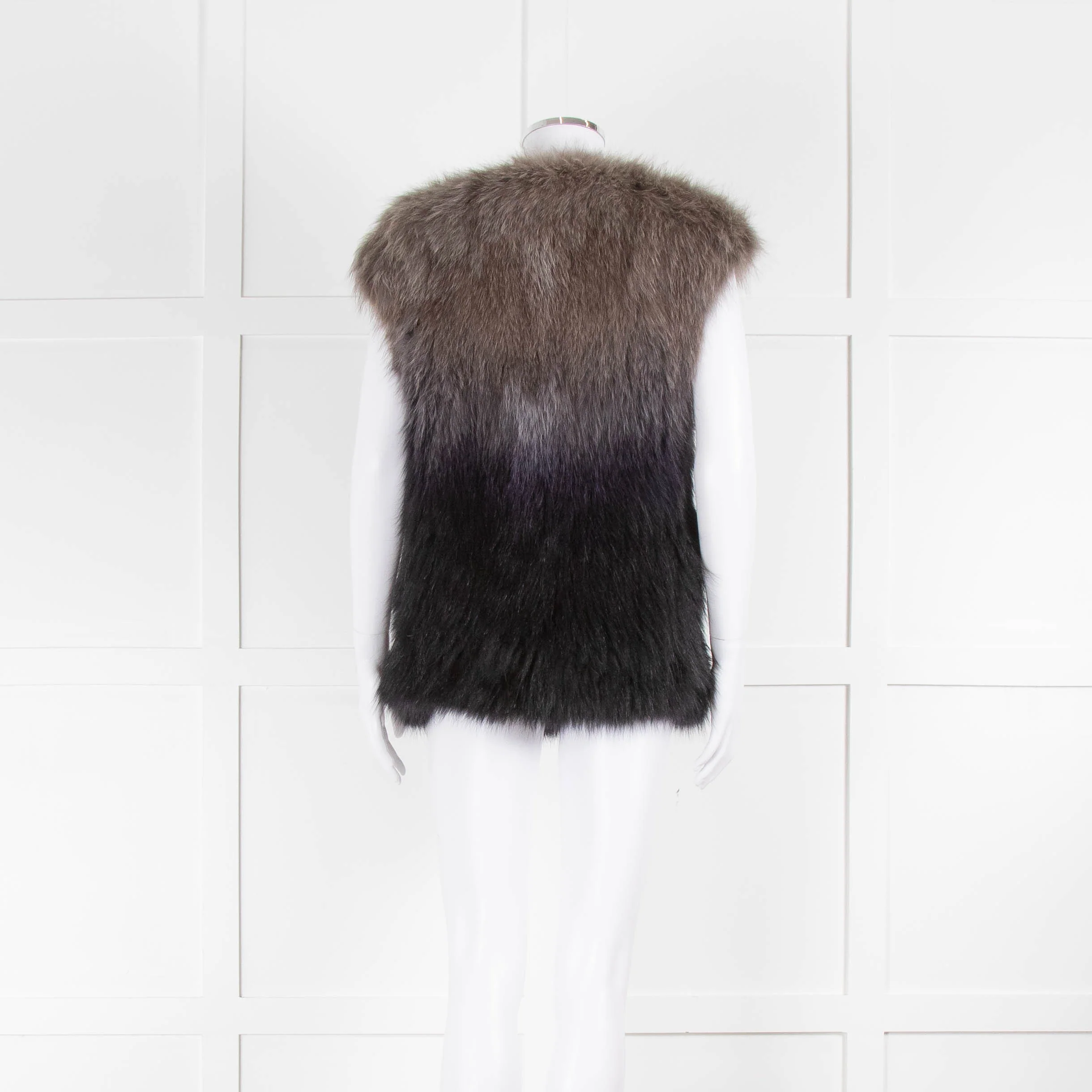 Meteo By Yves Salomon Grey Ombre Woven Fox Fur Gilet - Image 3